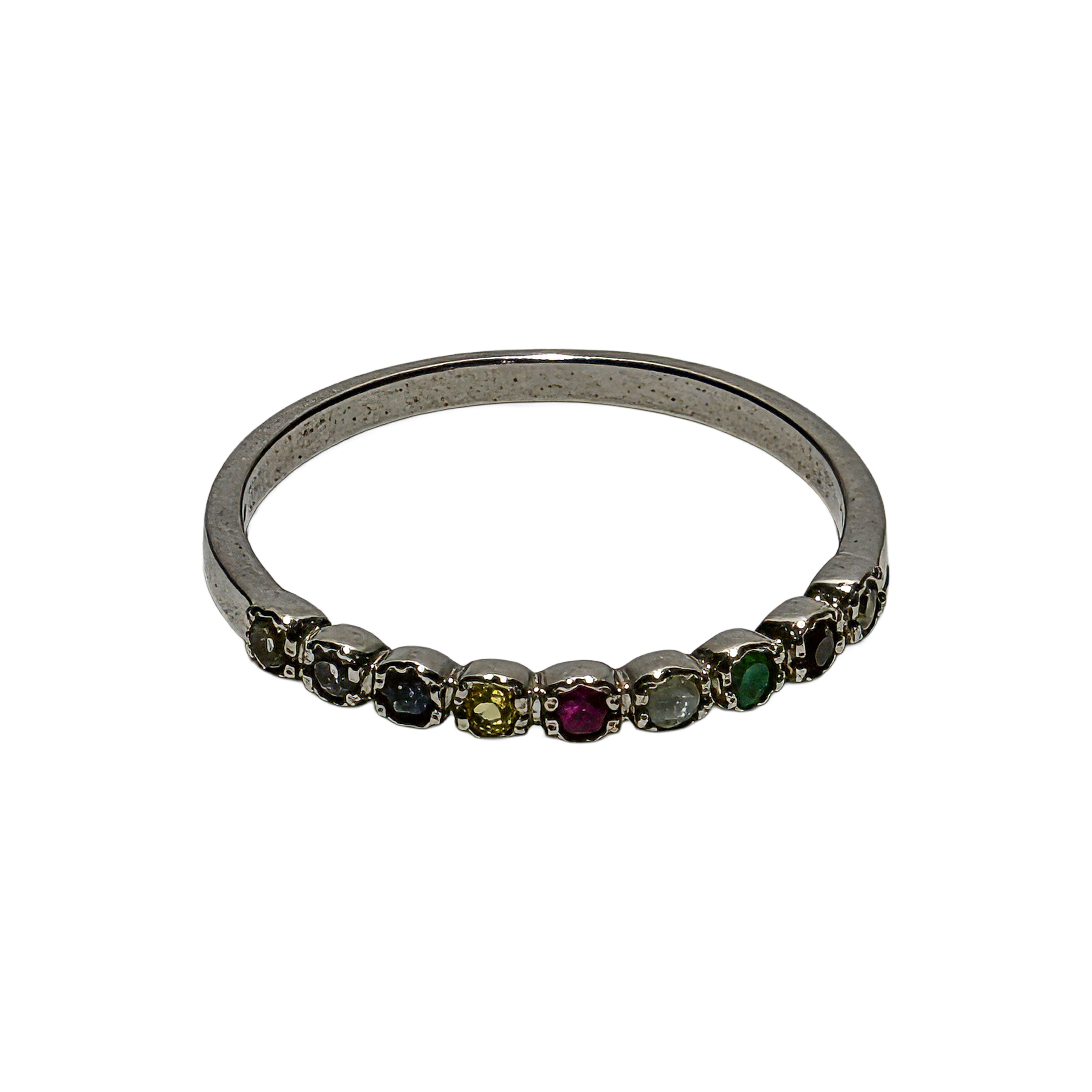 925er Silber 9 Edelstein-Ring