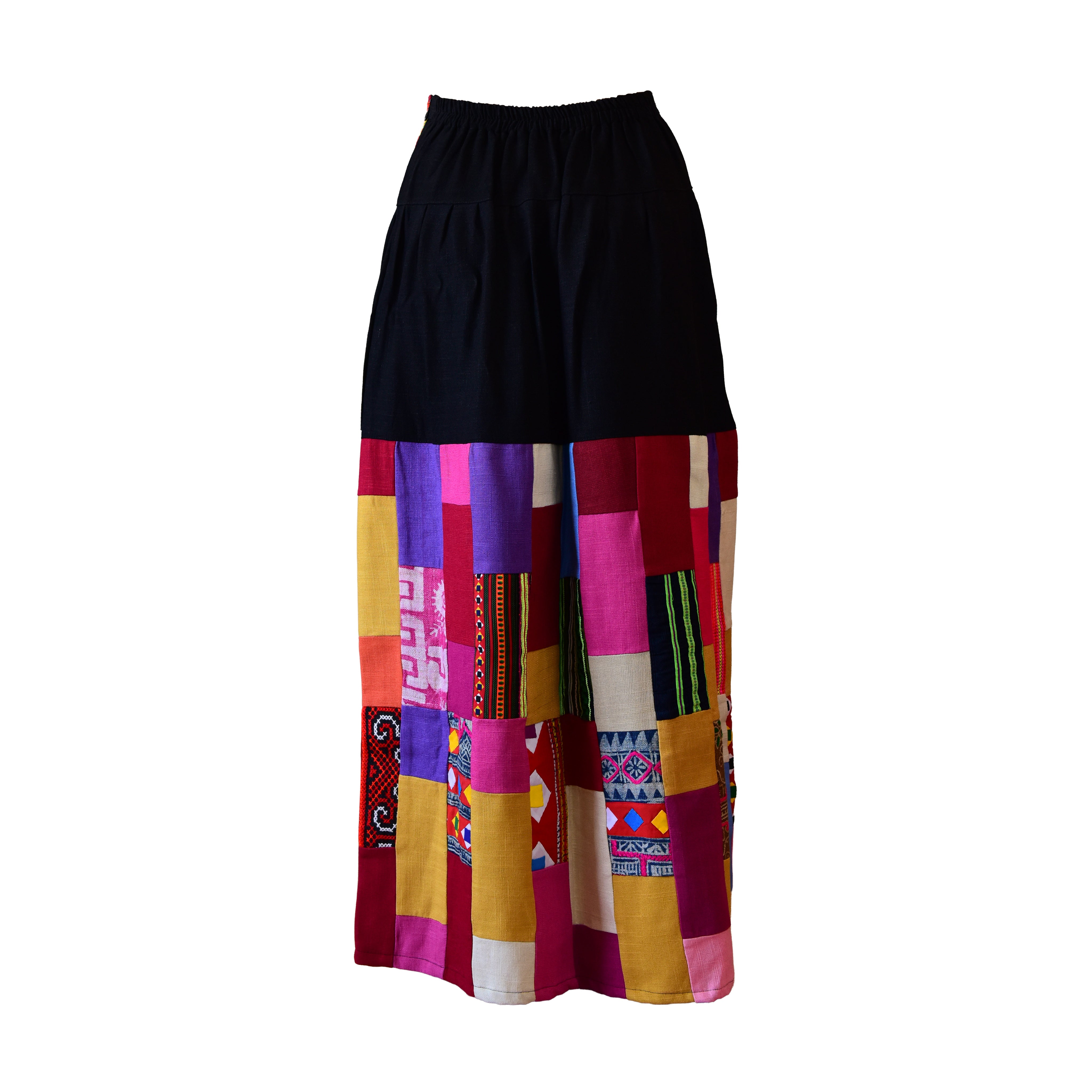 Authentischer Hmong-Rock, farbenfrohes Patchwork-Muster