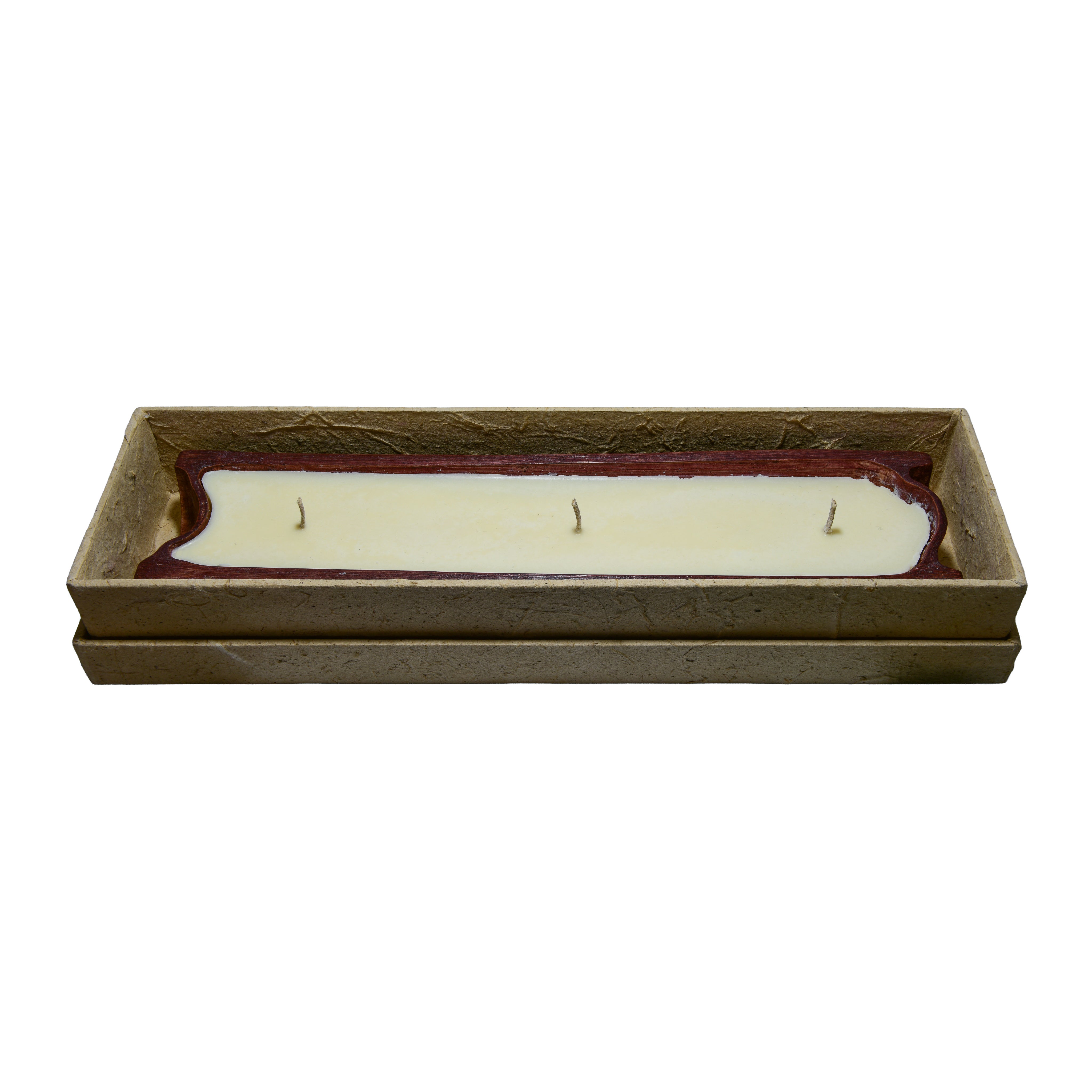 Handcrafted 3-Wick Sandalwood Rice Wax Red Bamboo Boat Candle