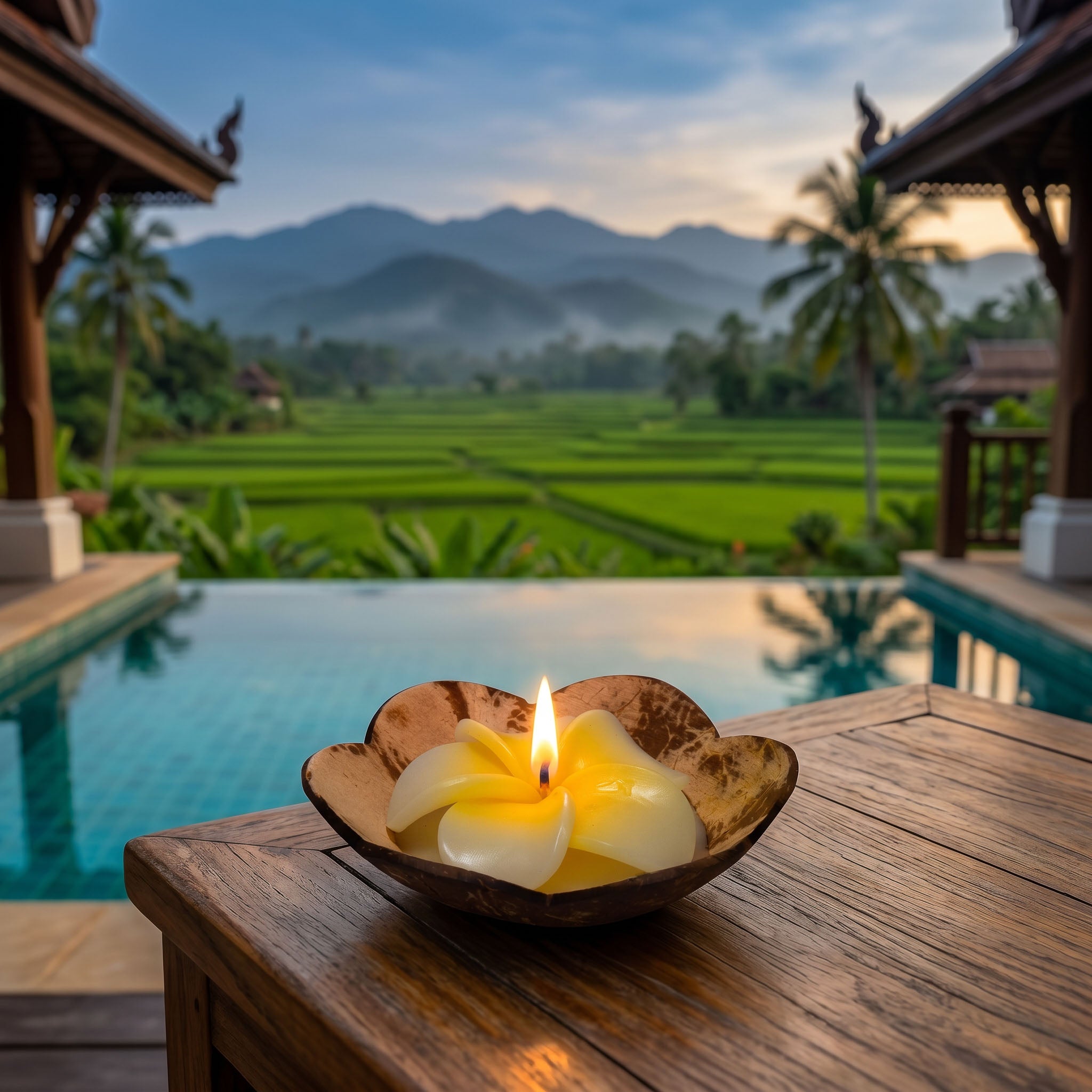 Lalanna Coconut Frangipani Scented Flower Candle Yellow
