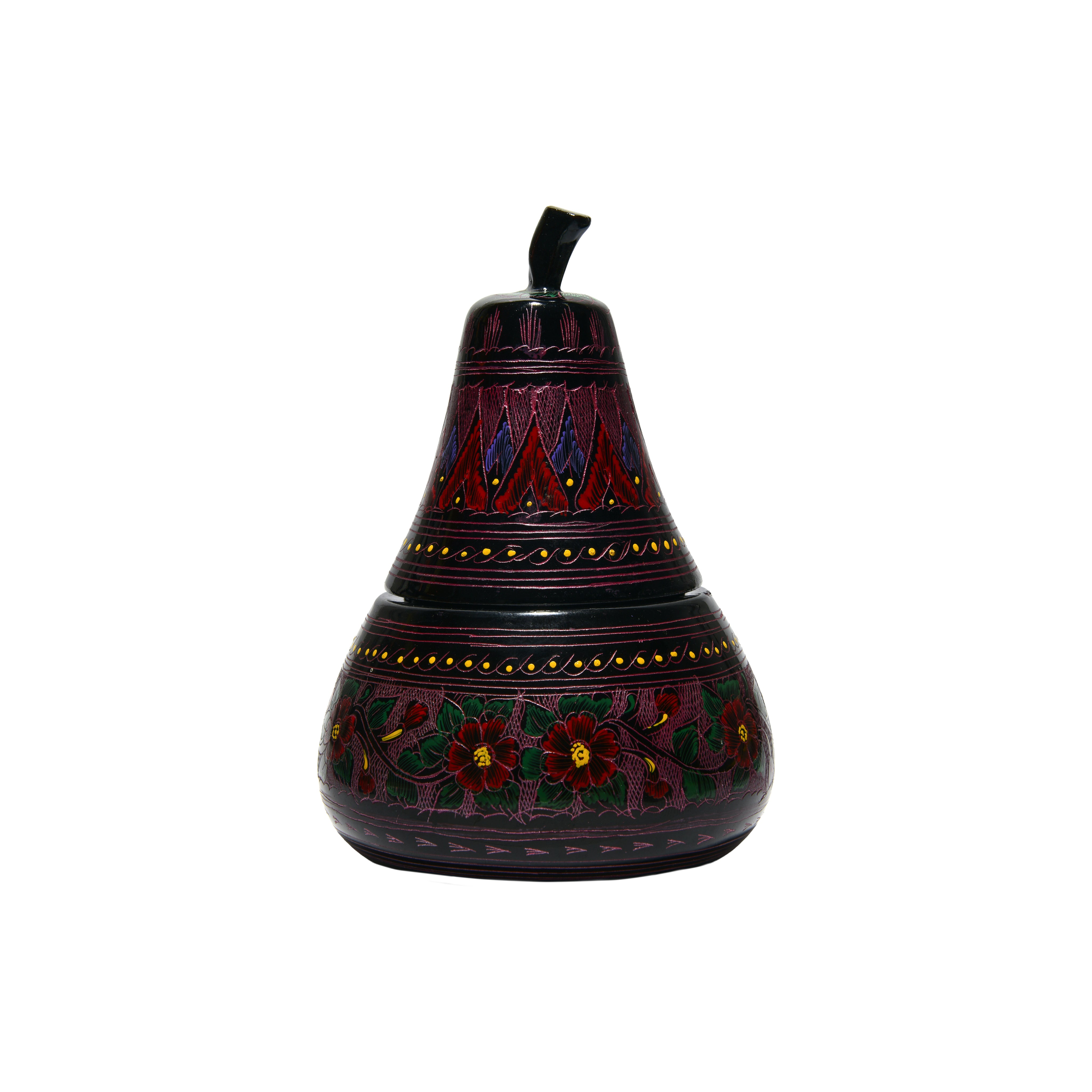 Lanna Lackwaren Birne mit roten Blüten