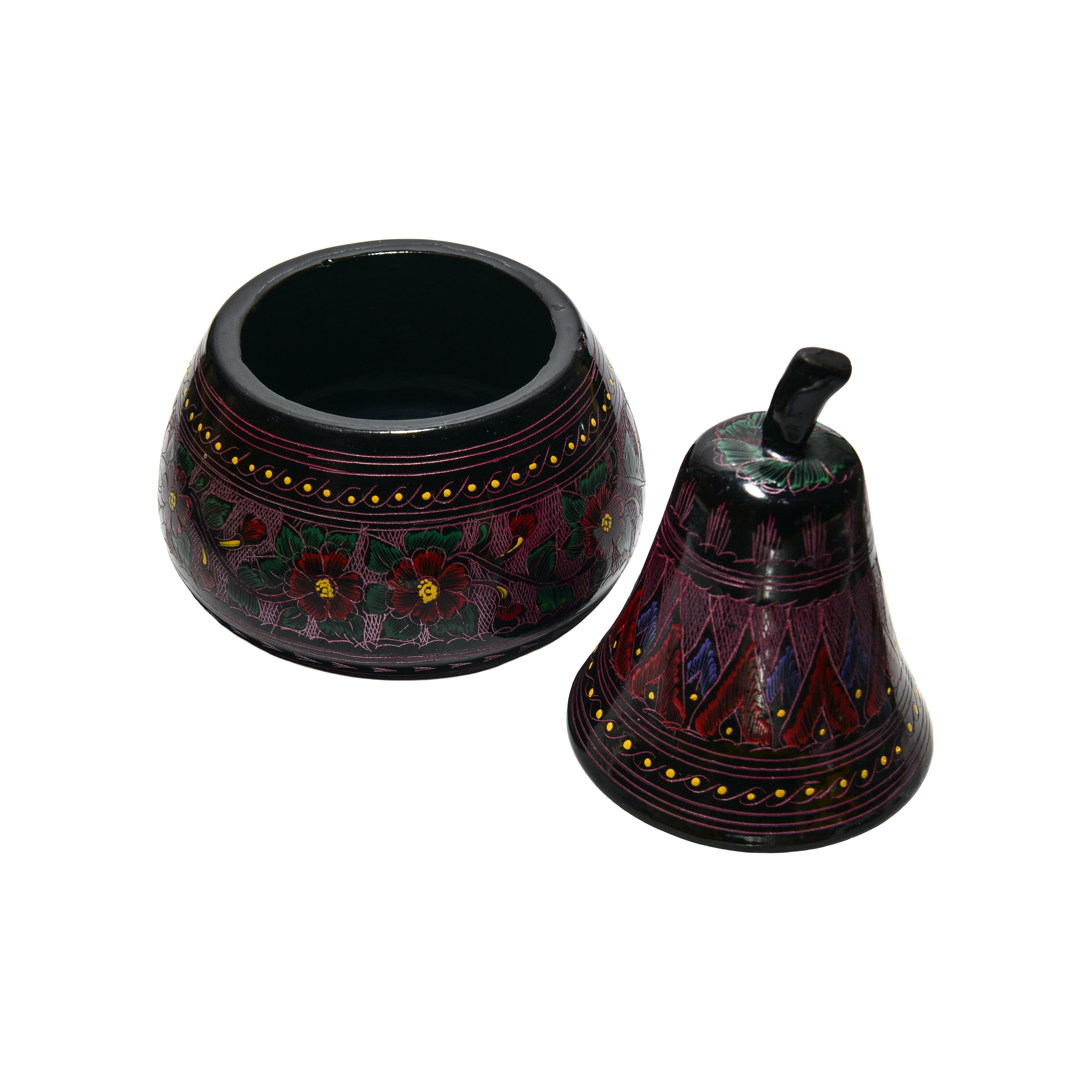 Lanna Lackwaren Birne mit roten Blüten