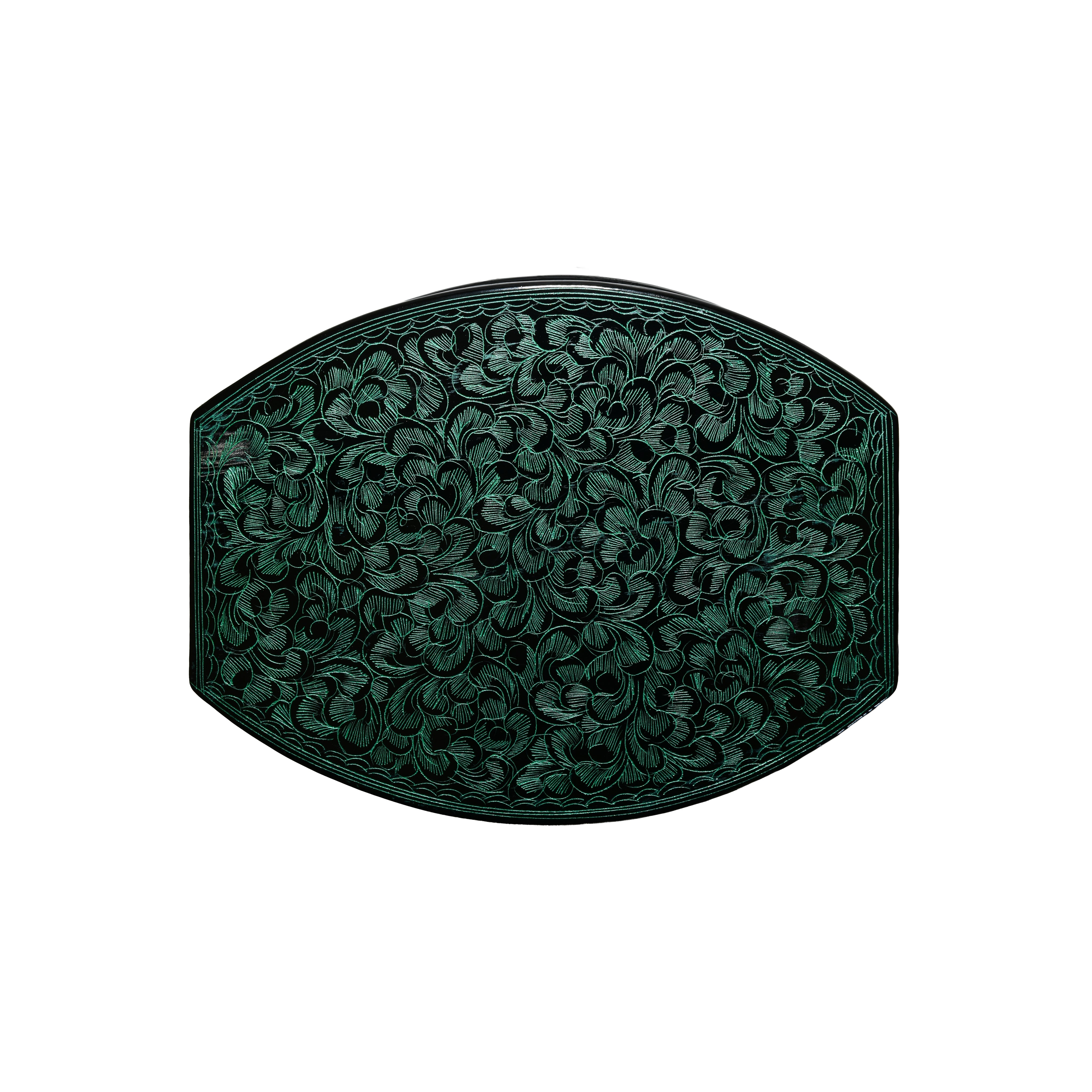 Lanna Lackwaren Abgerundete sechseckige grüne Dose