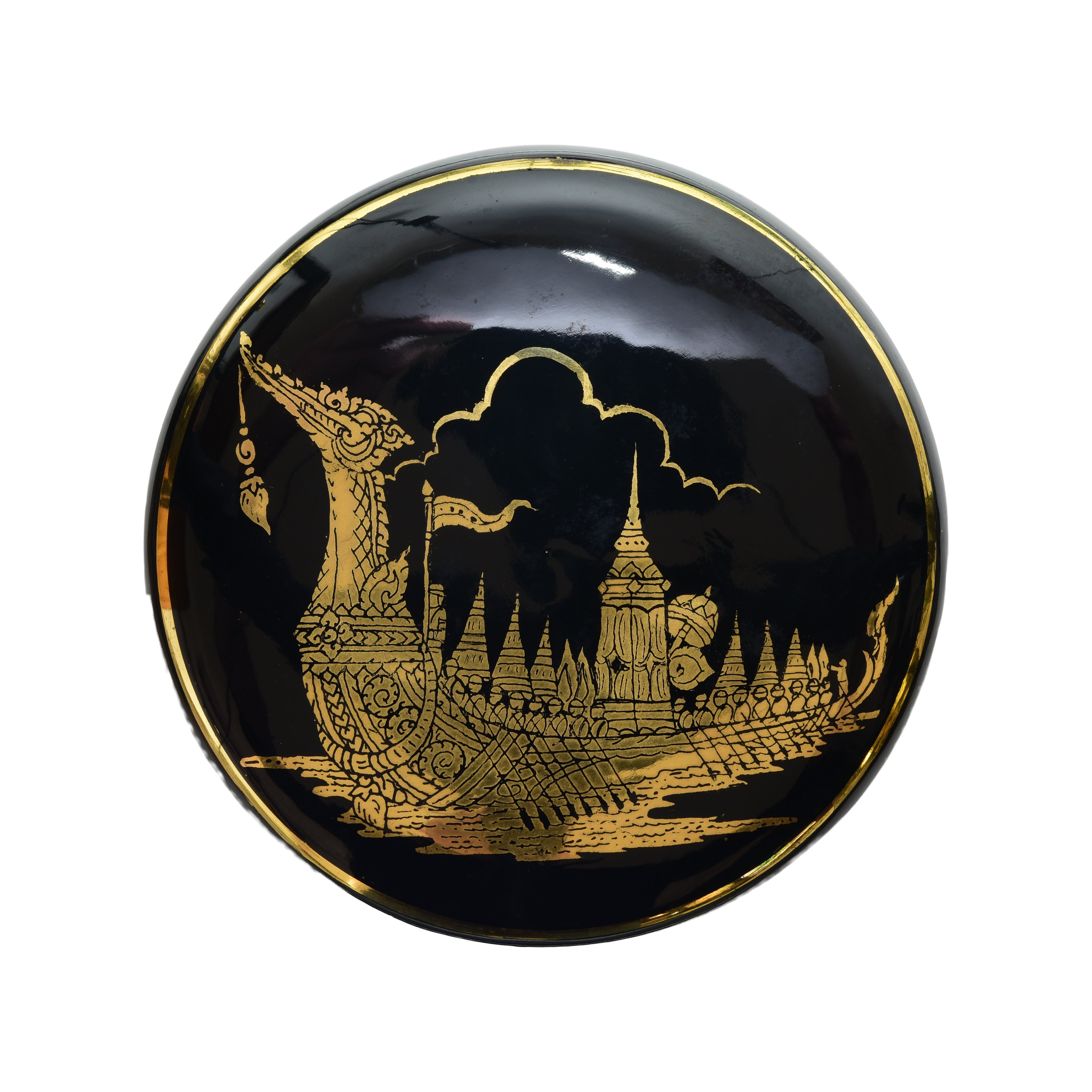 Lanna Lackwaren Tempelboot Dose