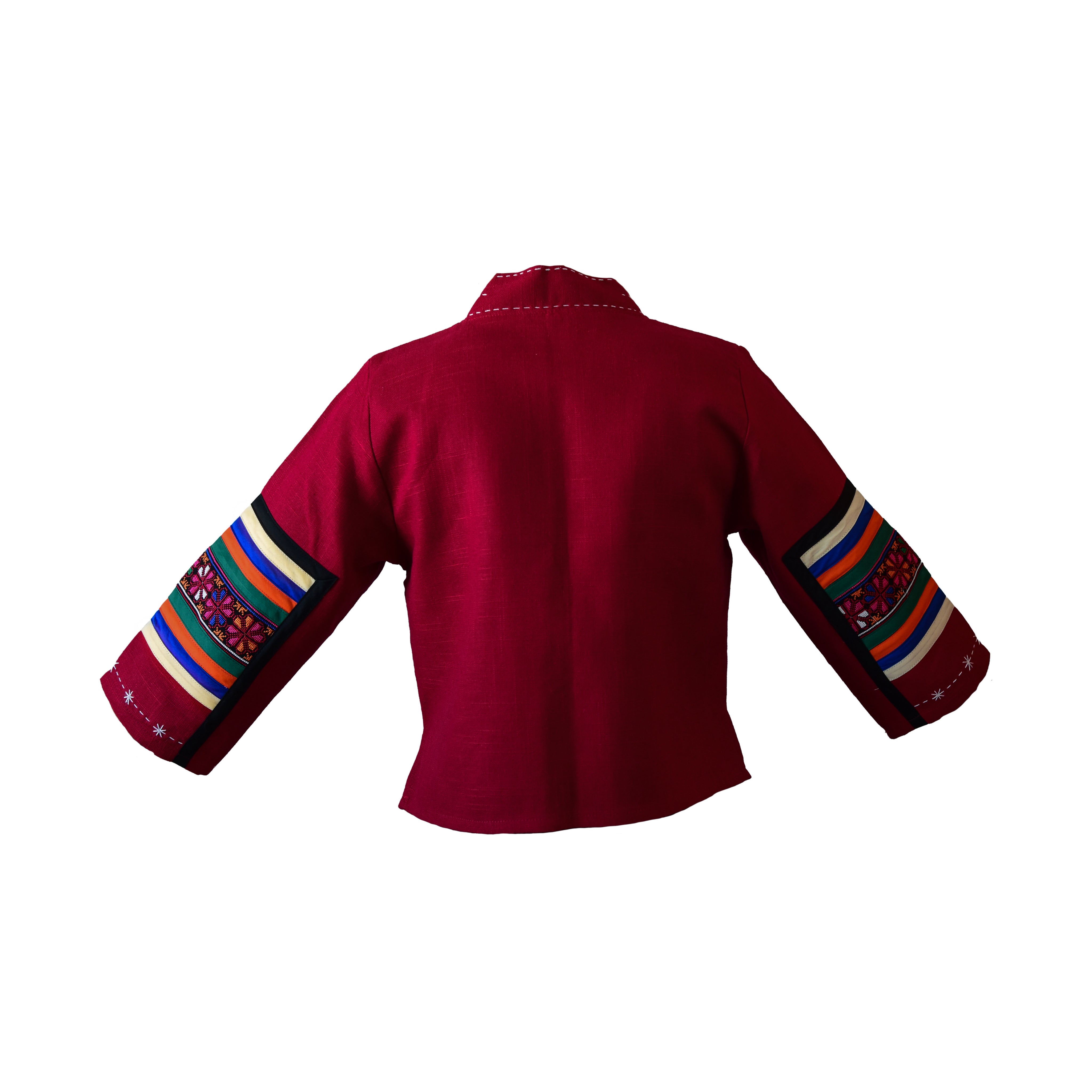 Moderne Hmong-Hanfjacke, handbestickt, rot