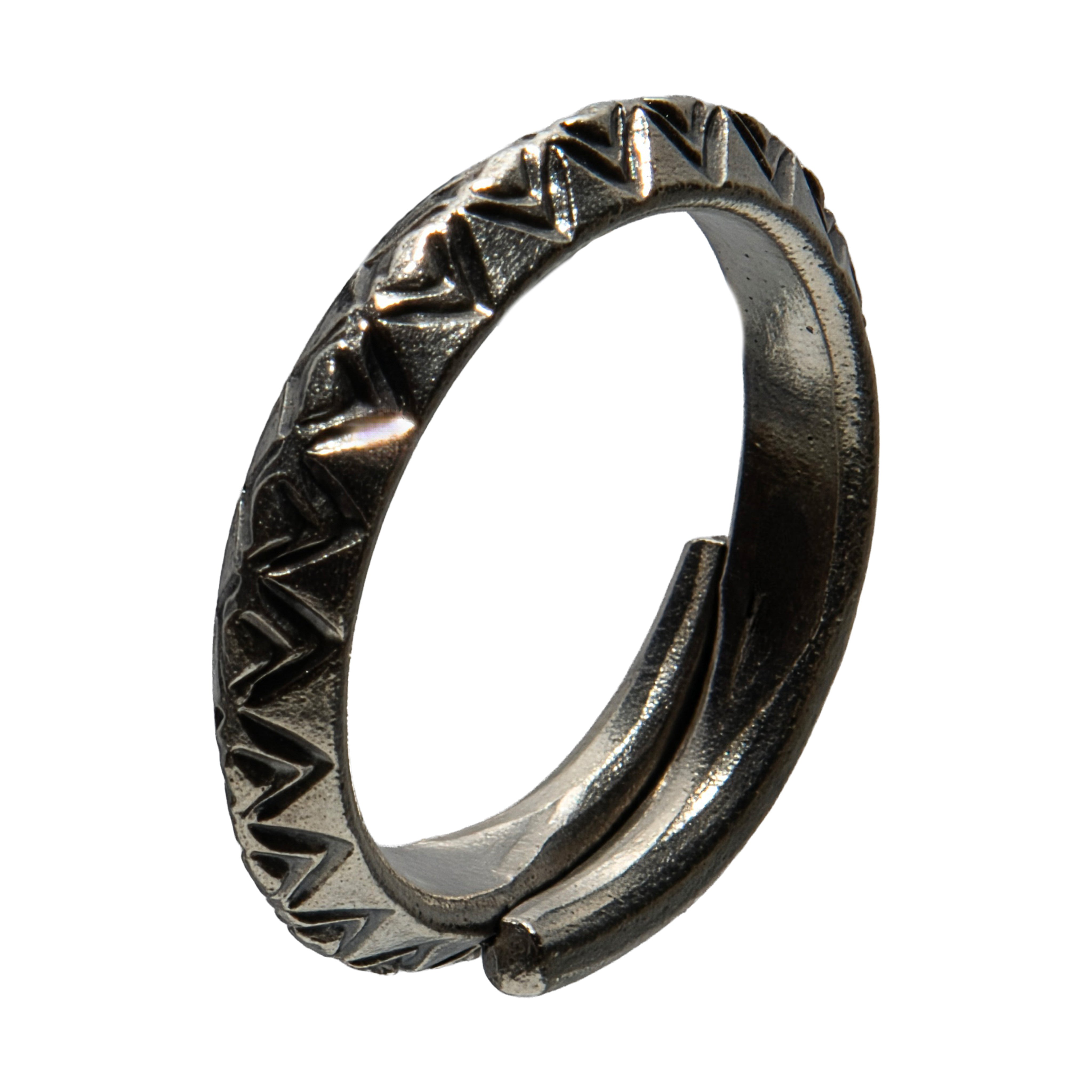 Ring aus 98 % feinem Silber der Karen Hill Tribes mit Dreiecksmuster, handgefertigter Schmuck