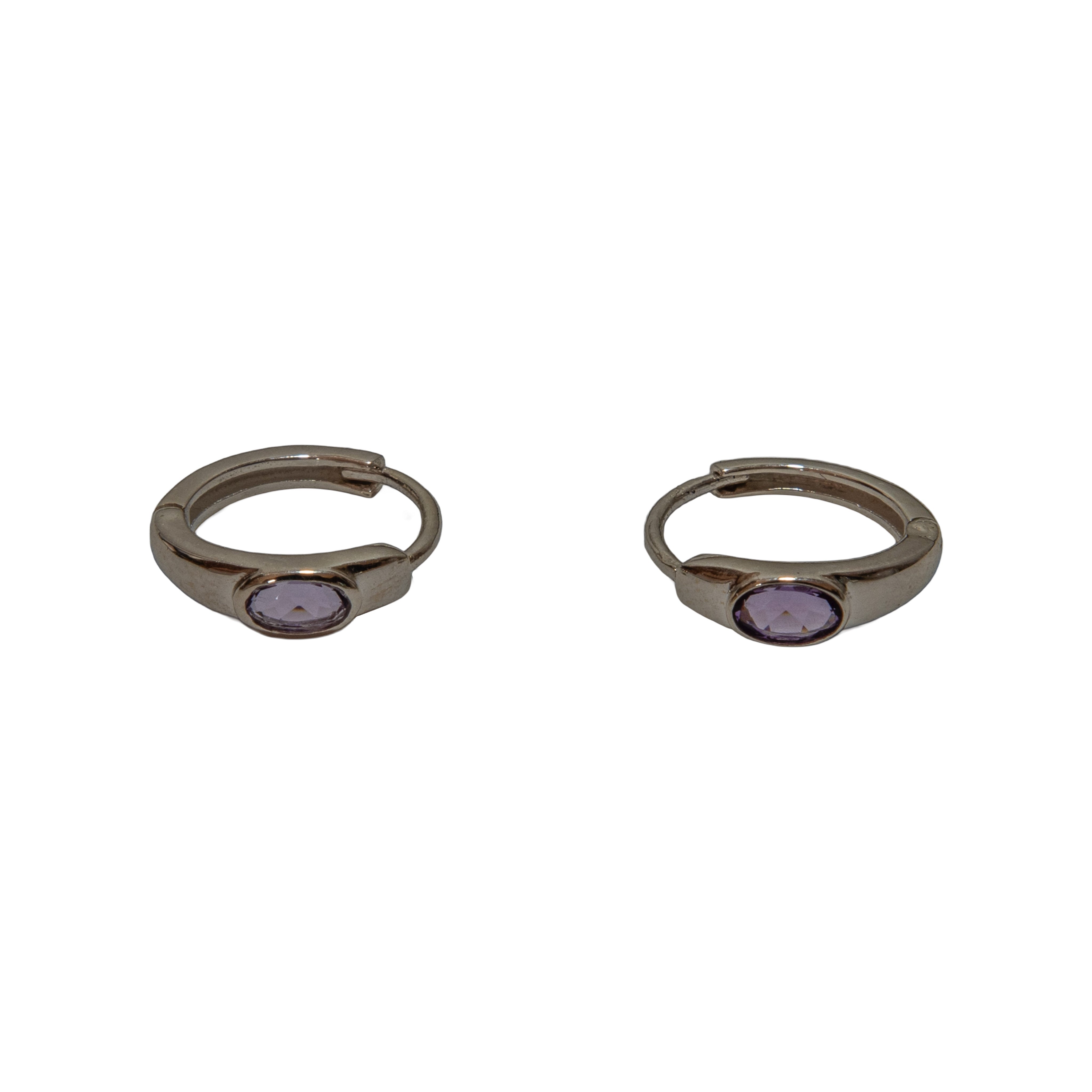 Handcrafted 925 Silver Amethyst Hoop Earrings from Chiang Rai Thailand - Lalanna Design