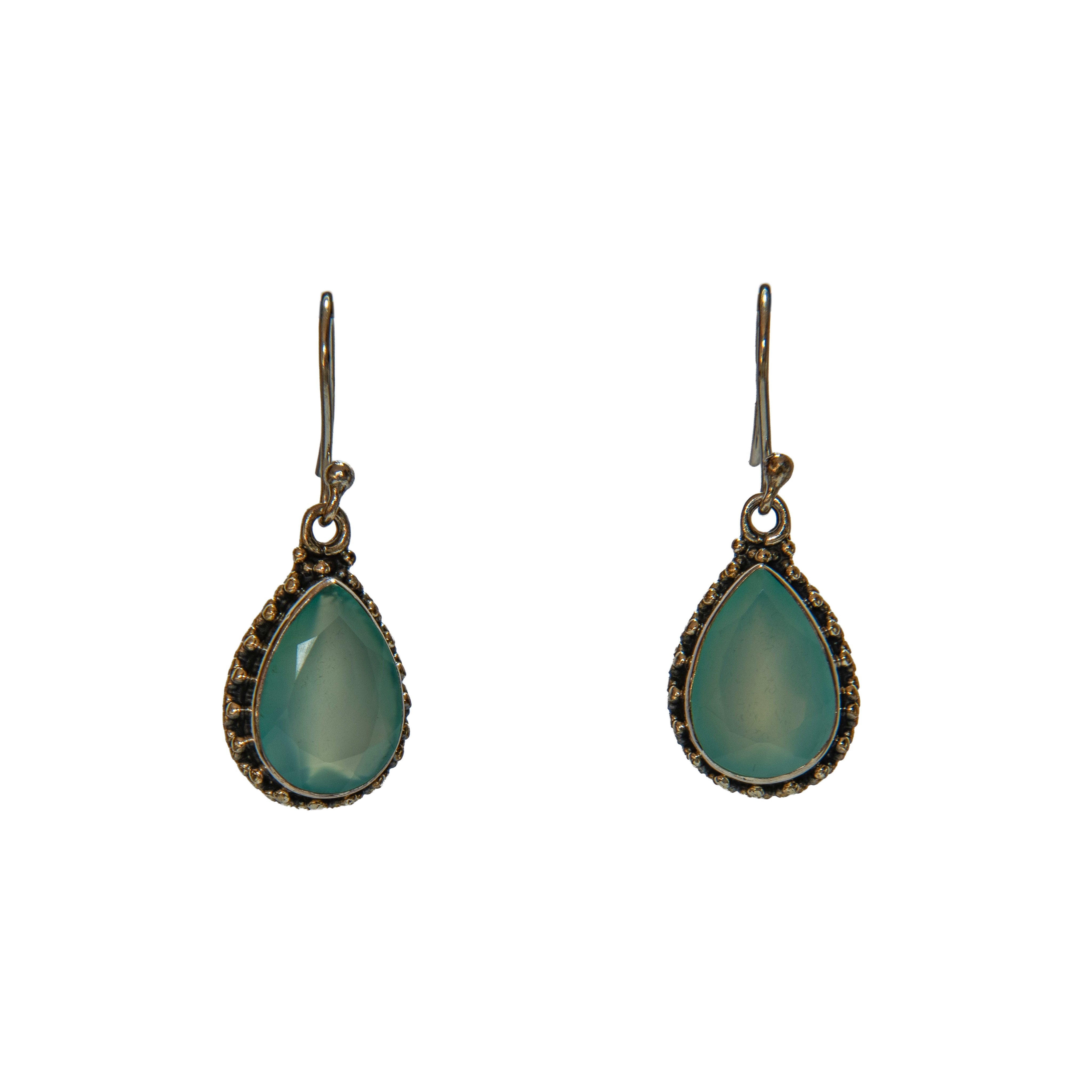 Handcrafted 925 Silver Aqua Chalcedony Earrings from Chiang Rai Thailand - Lalanna Design