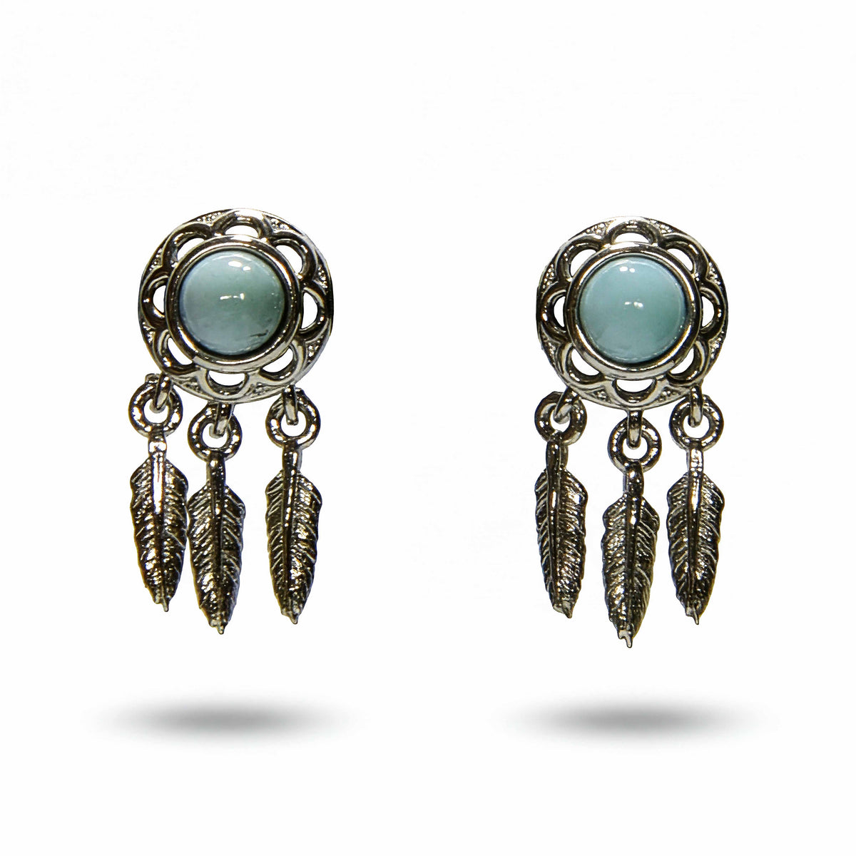 Handcrafted 925 Silver Aquamarine Dreamcatcher Earrings from Chiang Mai Thailand - Lalanna Design