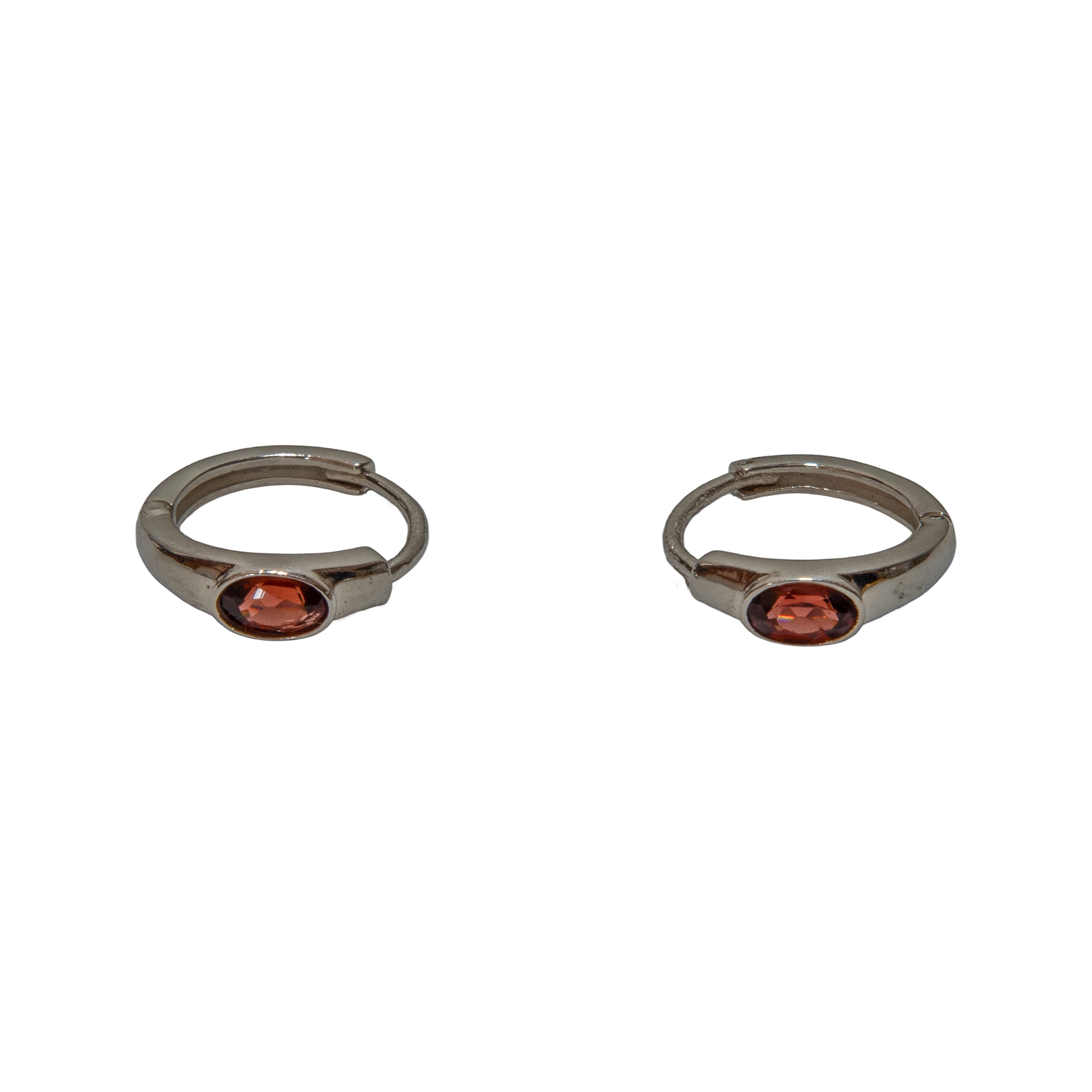 Handcrafted 925 Silver Garnet Hoop Earrings from Chiang Rai Thailand - Lalanna Design
