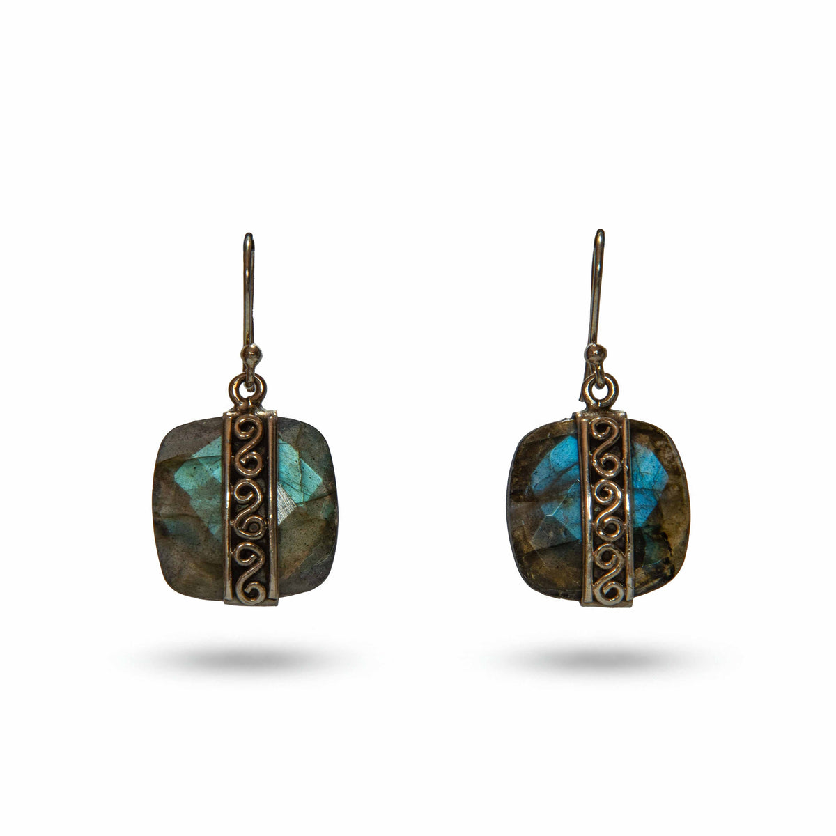 Handcrafted 925 Silver Labradorite Earrings from Chiang Mai Thailand - Lalanna Design