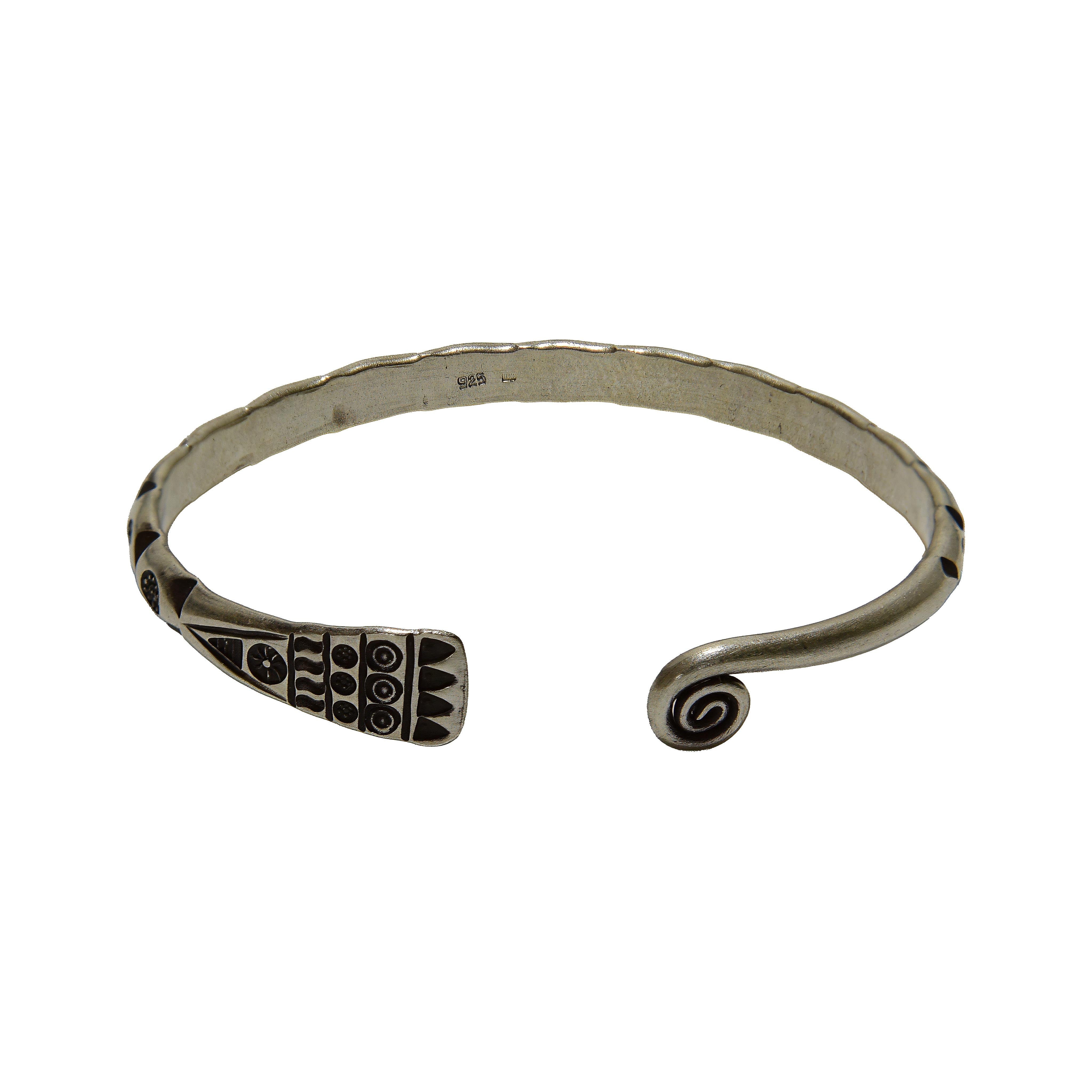 Handcrafted 98% Fine Karen Hill Tribe Silver Bangle - Silver Bangle Snake Cuff Bracelet- Handmade Jewelry from Chiang Mai Thailand - Lalanna Design
