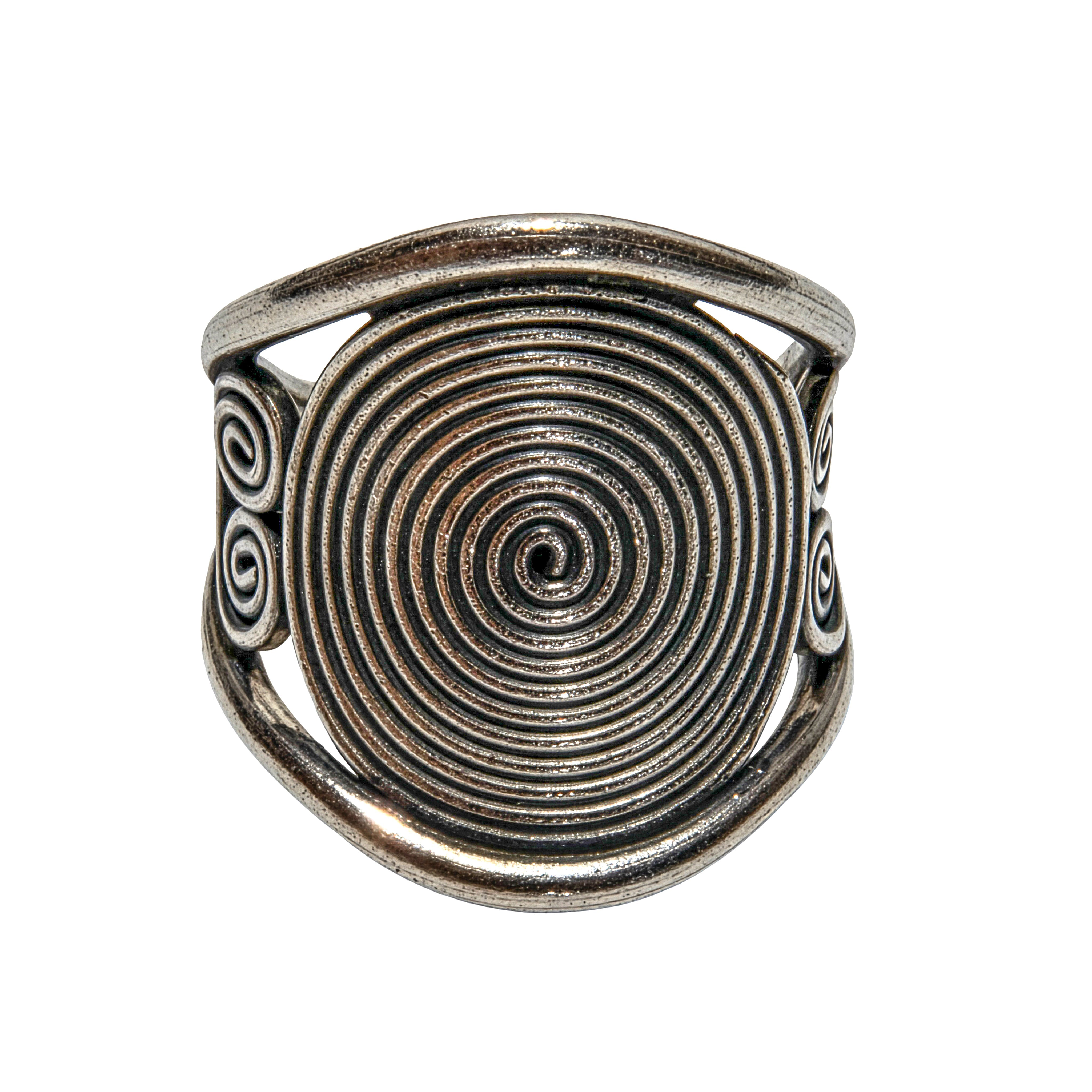 Handcrafted 98% Fine Karen Hill Tribe Silver Hypnotic Spiral Vortex Ring, Handmade Jewelry from Chiang Rai Thailand - Lalanna Design