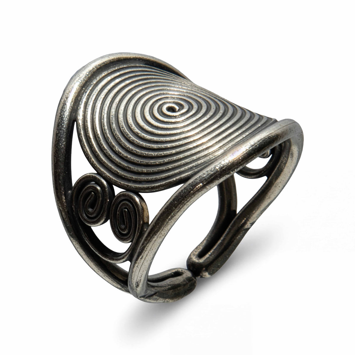 Handcrafted 98% Fine Karen Hill Tribe Silver Hypnotic Spiral Vortex Ring, Handmade Jewelry from Chiang Mai Thailand - Lalanna Design