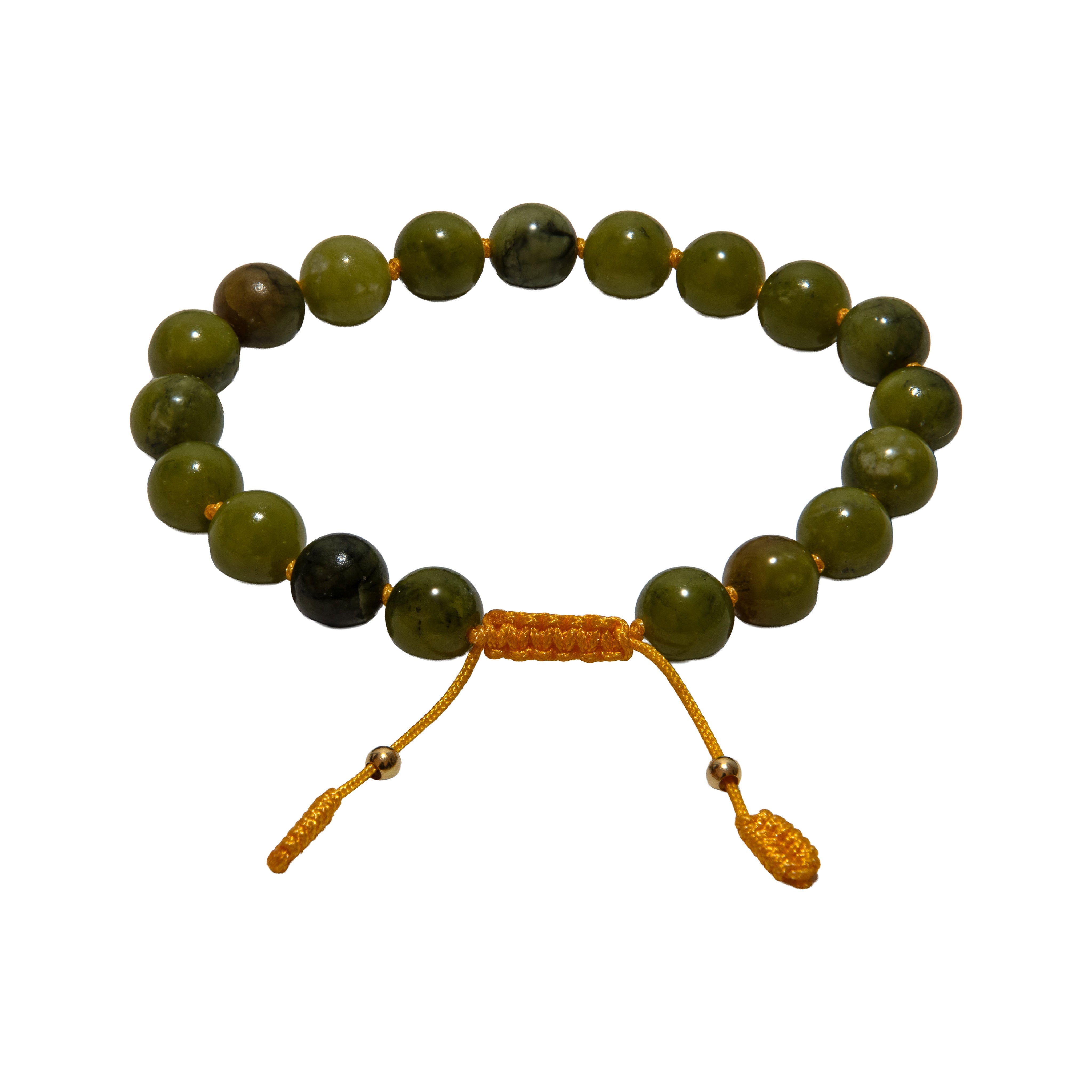 Handcrafted Adjustable Green Jade Bracelet with Knotted Cord from Chiang Mai Thailand - Lalanna Design