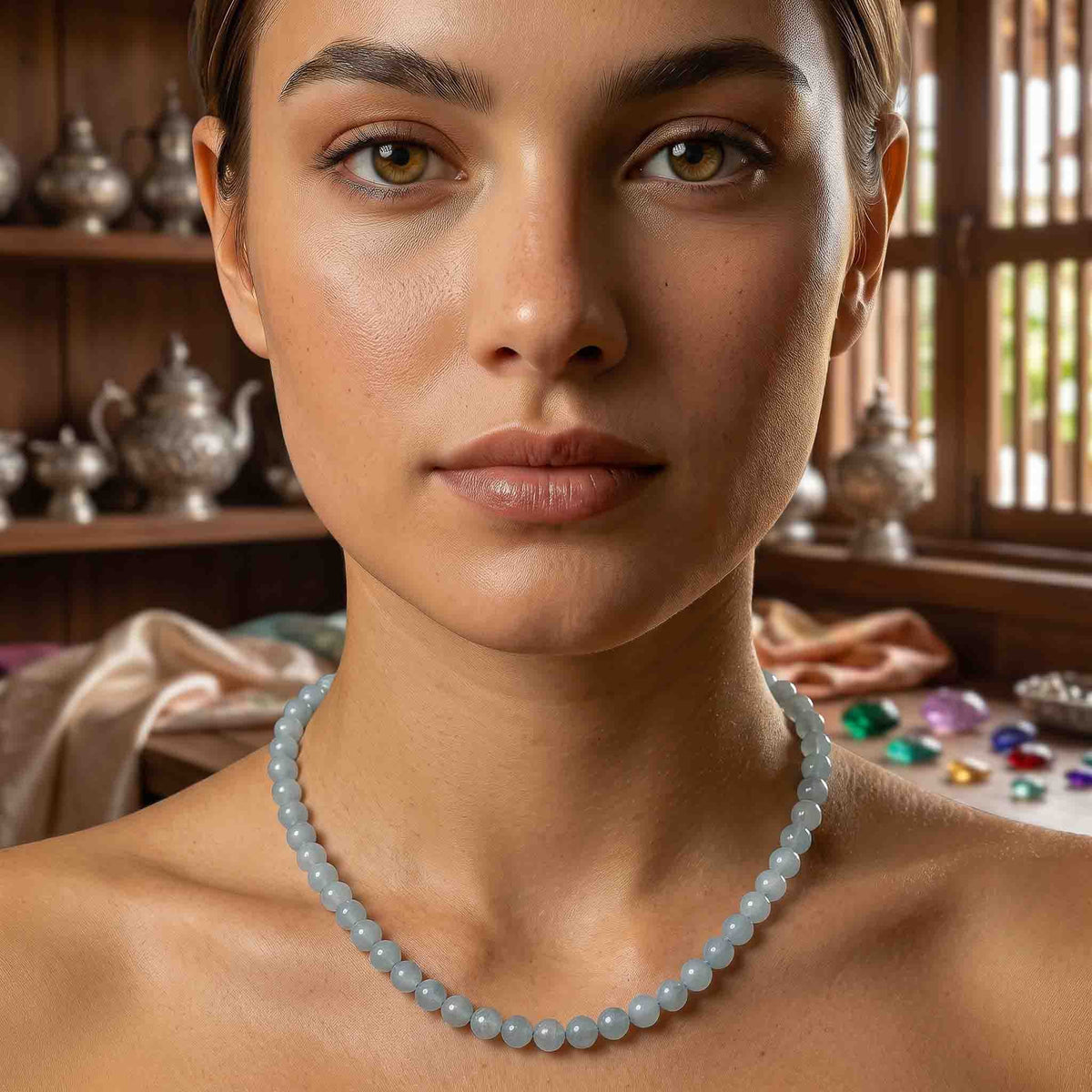 Handcrafted Necklace Aquamarine Necklace, Handmade Jewelry from Chiang Mai Thailand - Lalanna Design