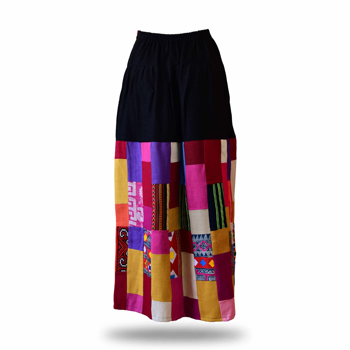 Handcrafted Authentic Hmong Skirt Colorful Patchwork Pattern from Chiang Mai Thailand - Lalanna Design