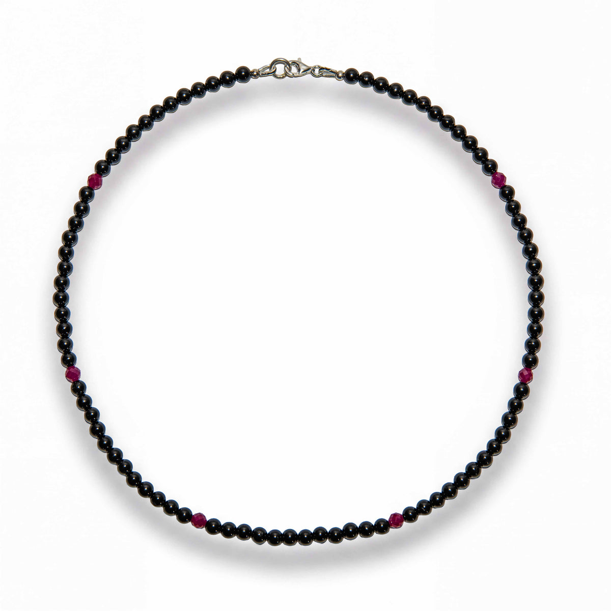 Handcrafted Black Tourmaline and Ruby Necklace, Handmade Jewelry from Chiang Mai Thailand - Lalanna Design