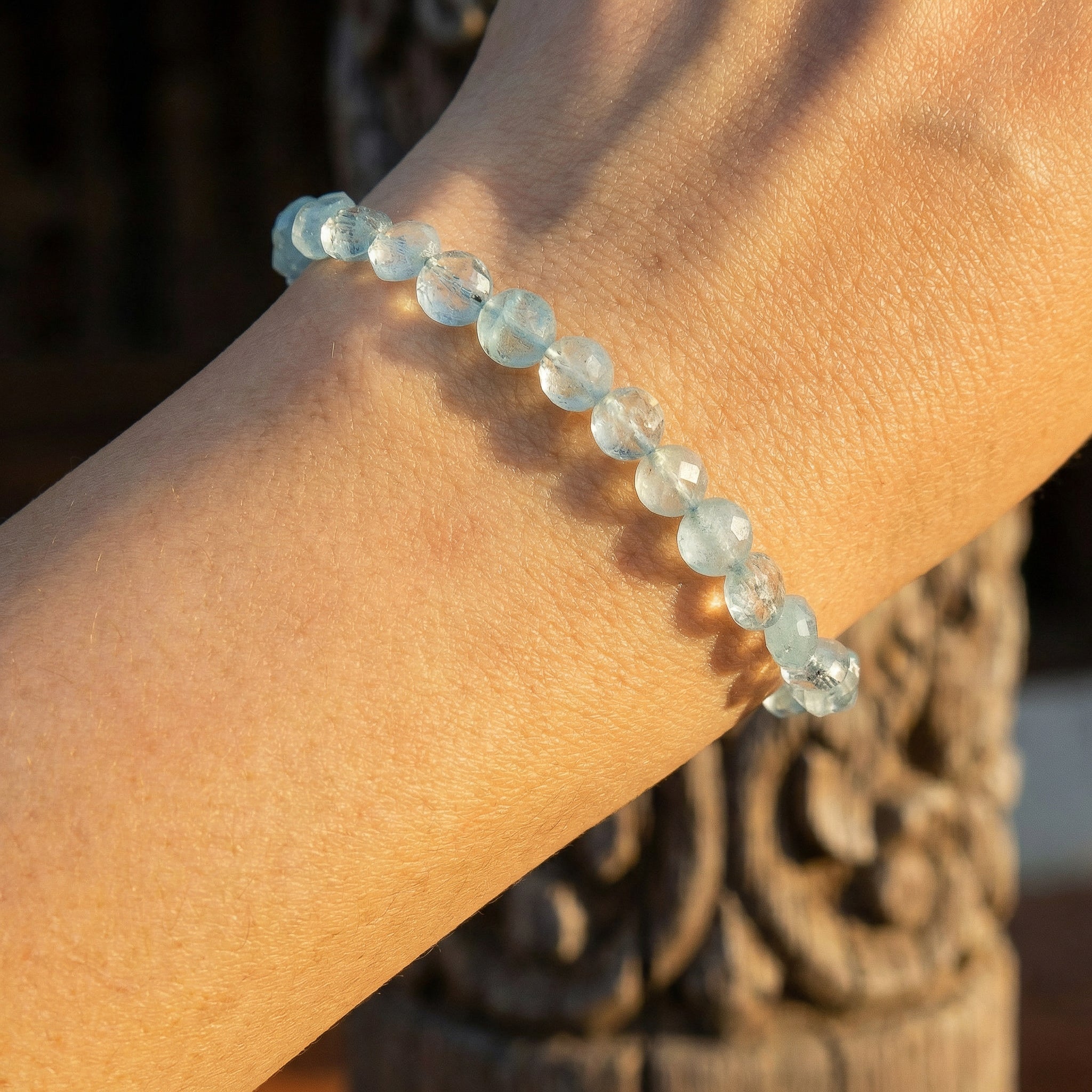 Handcrafted Faceted Aquamarine Bracelet from Chiang Mai Thailand - Lalanna Design