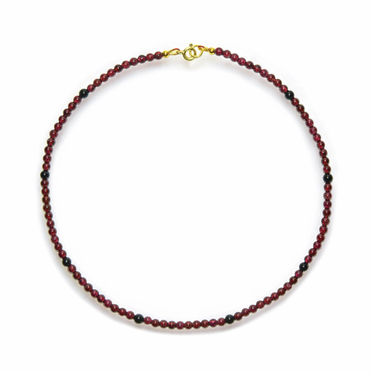 Handcrafted Necklace Garnet and Black Turmaline Necklace, Handmade Jewelry from Chiang Mai Thailand - Lalanna Design