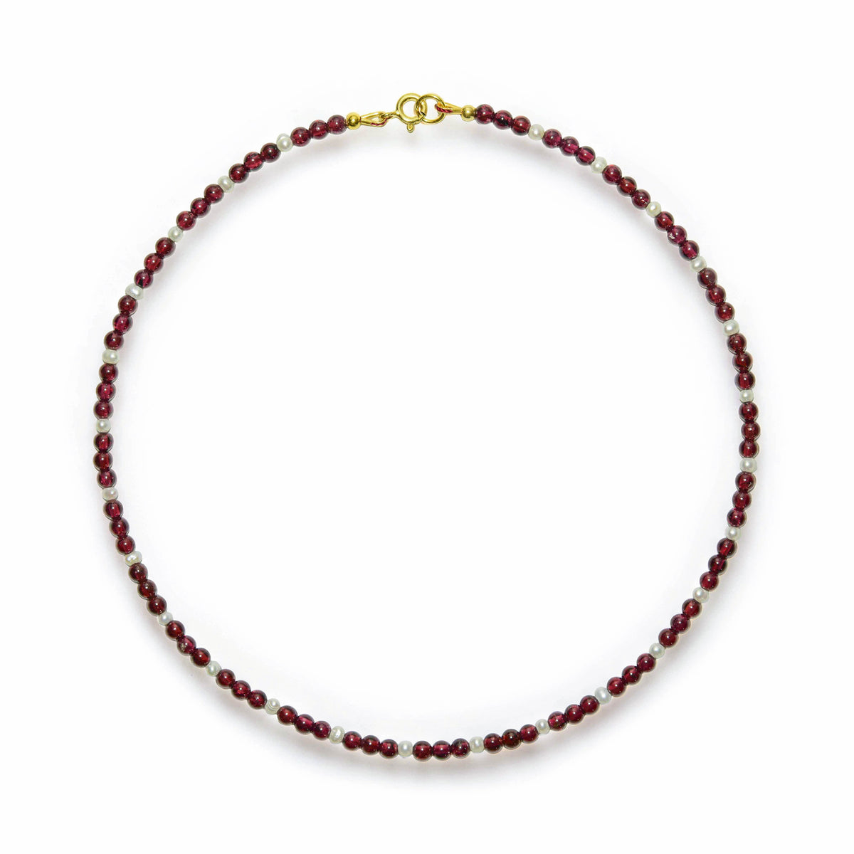 Handcrafted Necklace Garnet and Freshwater Pearl Necklace, Handmade Jewelry from Chiang Mai Thailand - Lalanna Design