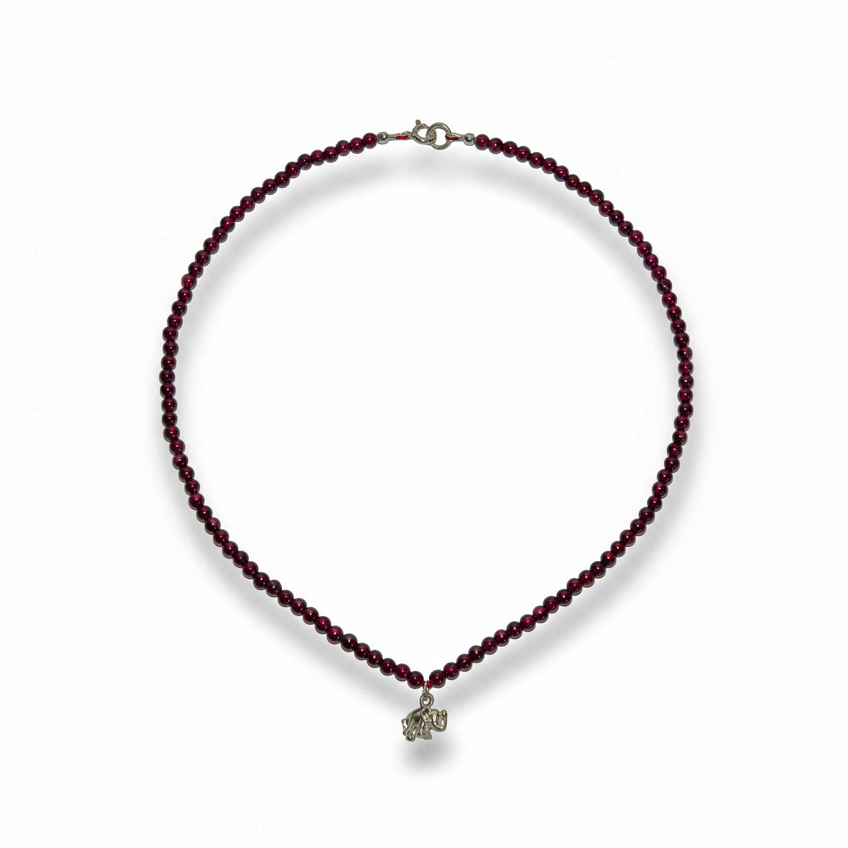 Handcrafted Garnet Necklace with Silver Elephant Pendant, Handmade Jewelry from Chiang Mai Thailand - Lalanna Design