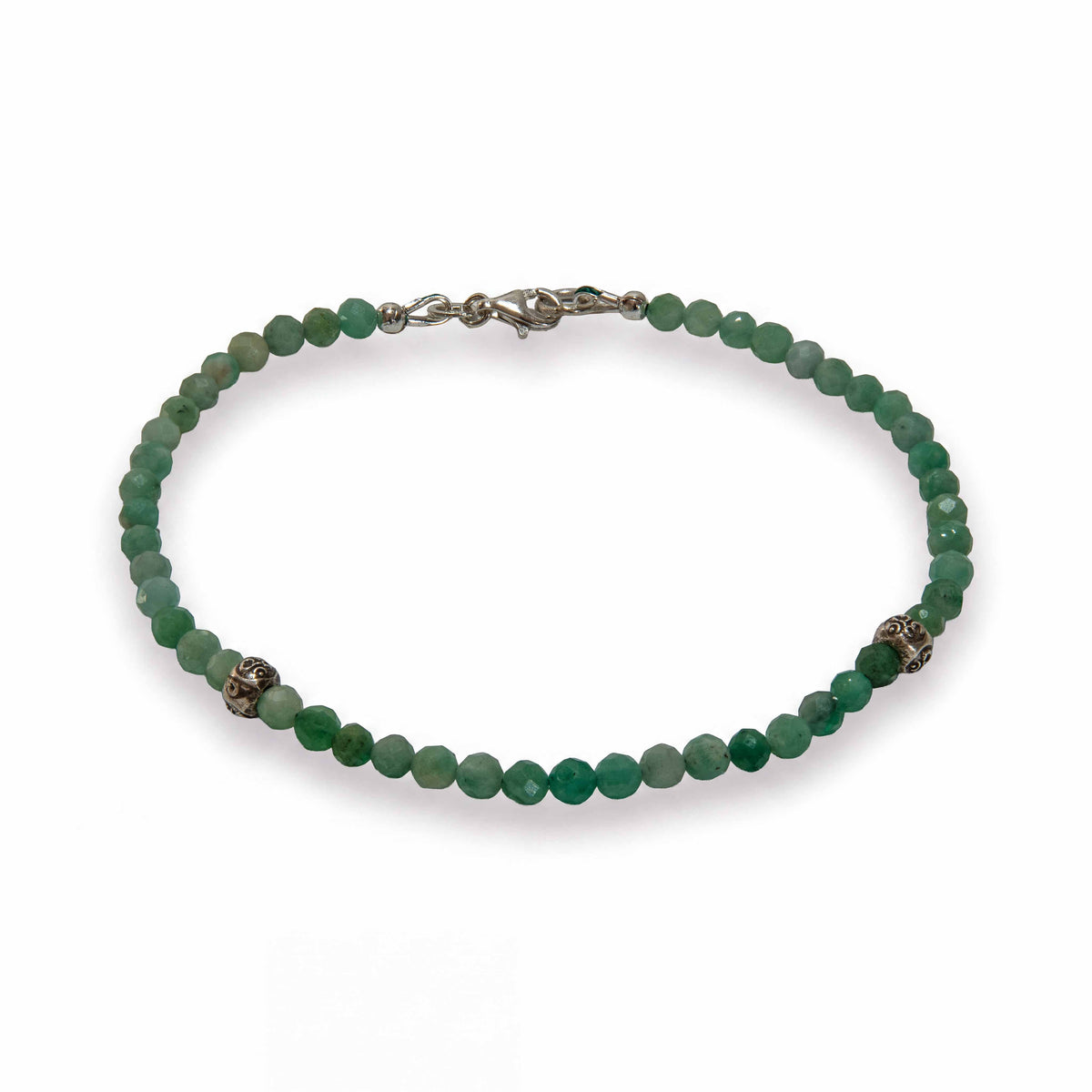 Handcrafted Green Emerald Anklet - Handmade Jewelry from Chiang Mai Thailand - Lalanna Design