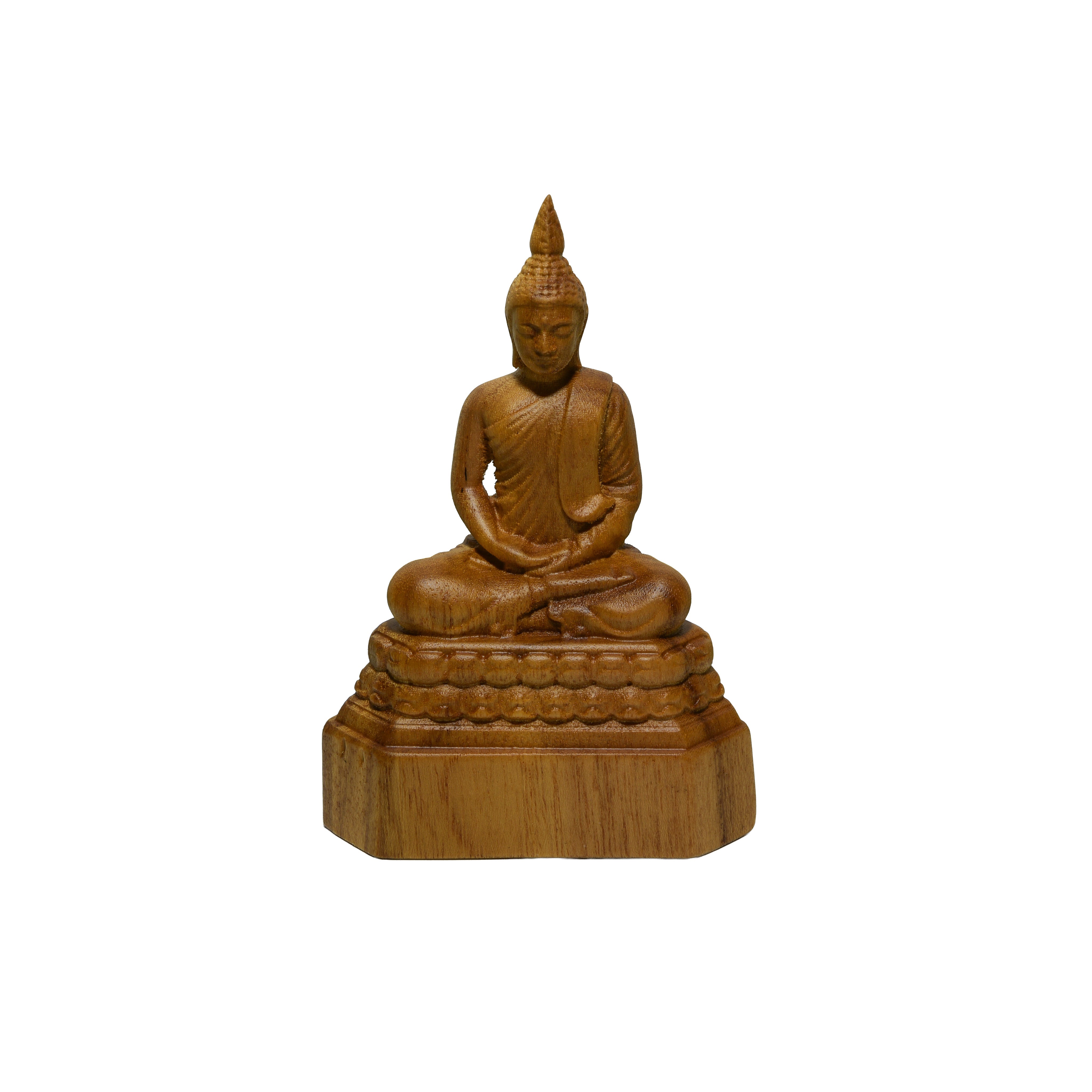 Handcrafted Hand-carved Meditating Buddha Statue in Premium Teak Wood – Lanna Artisan Craft from Chiang Mai Thailand - Lalanna Design