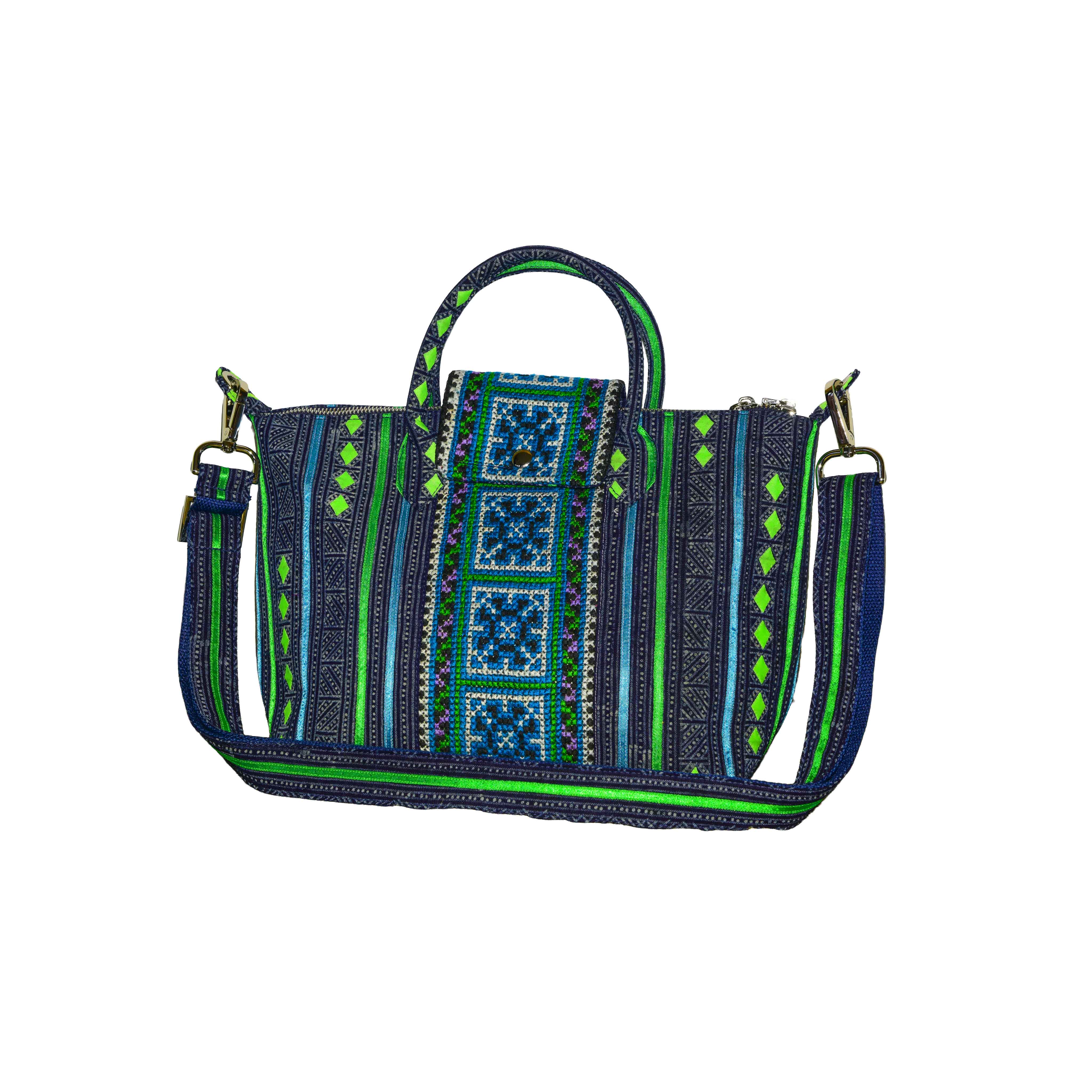 Handcrafted Hand-Embroidered Hill Tribe Fabric Hand Shoulder and Crossbody Bag from Chiang Rai Thailand - Lalanna Design