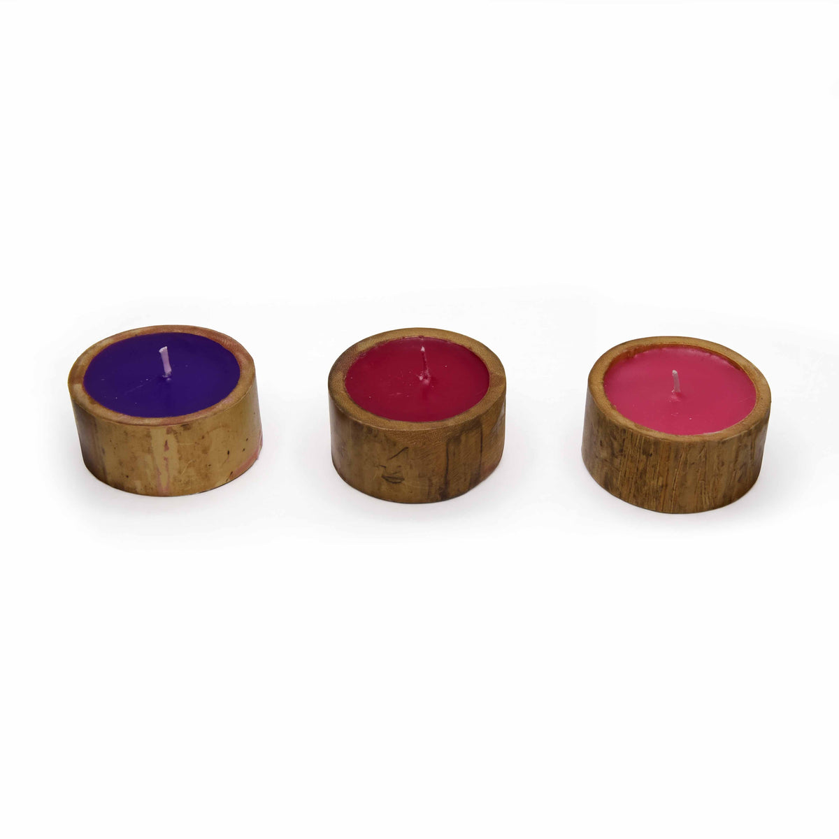 Handcrafted Handcrafted Bamboo Tealights Set of 3 - Orchid - Rose - Lavender from Chiang Mai Thailand - Lalanna Design