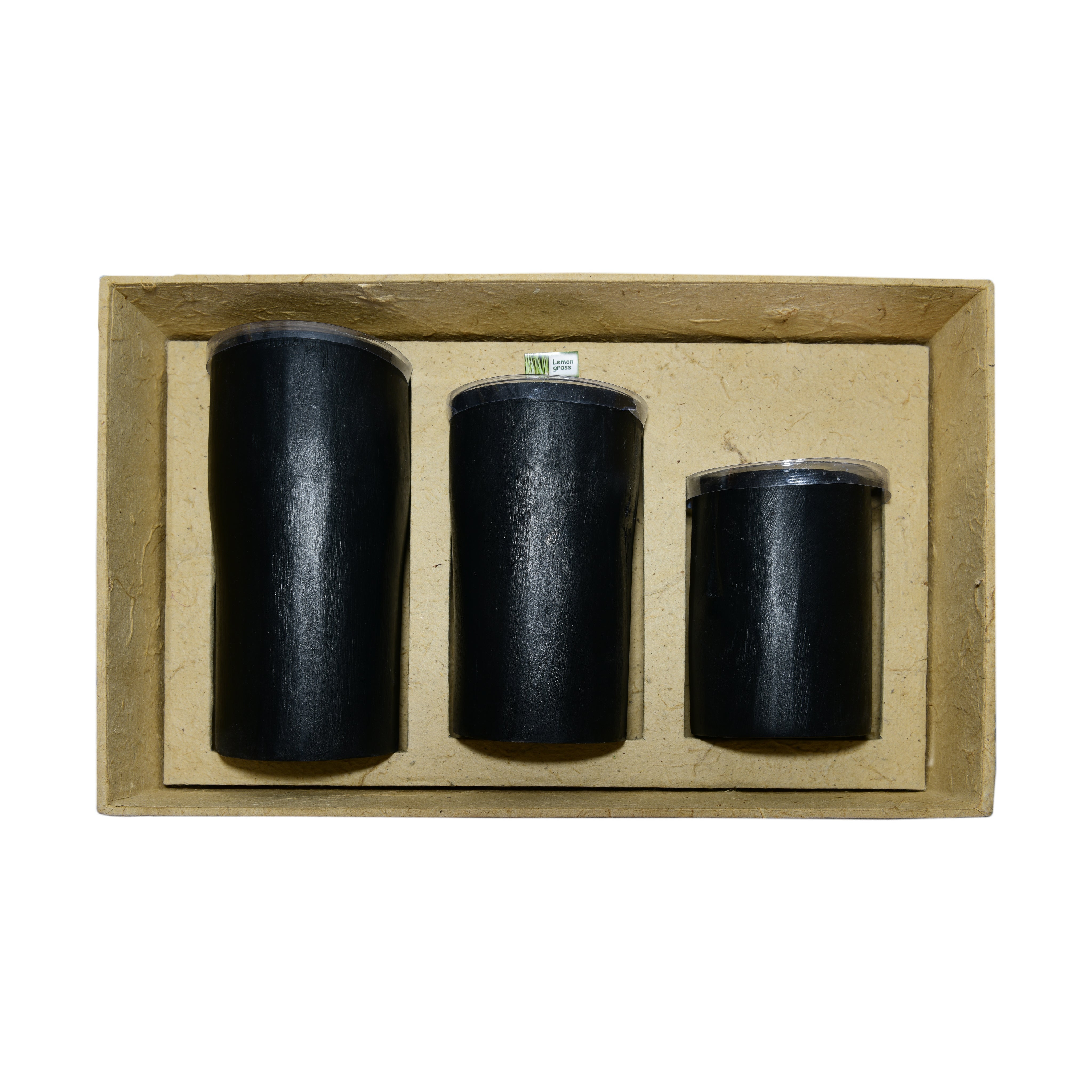 Handcrafted Handcrafted Black Bamboo Candles Set of 3 - Natural Lemongrass Rice Wax from Chiang Mai Thailand - Lalanna Design