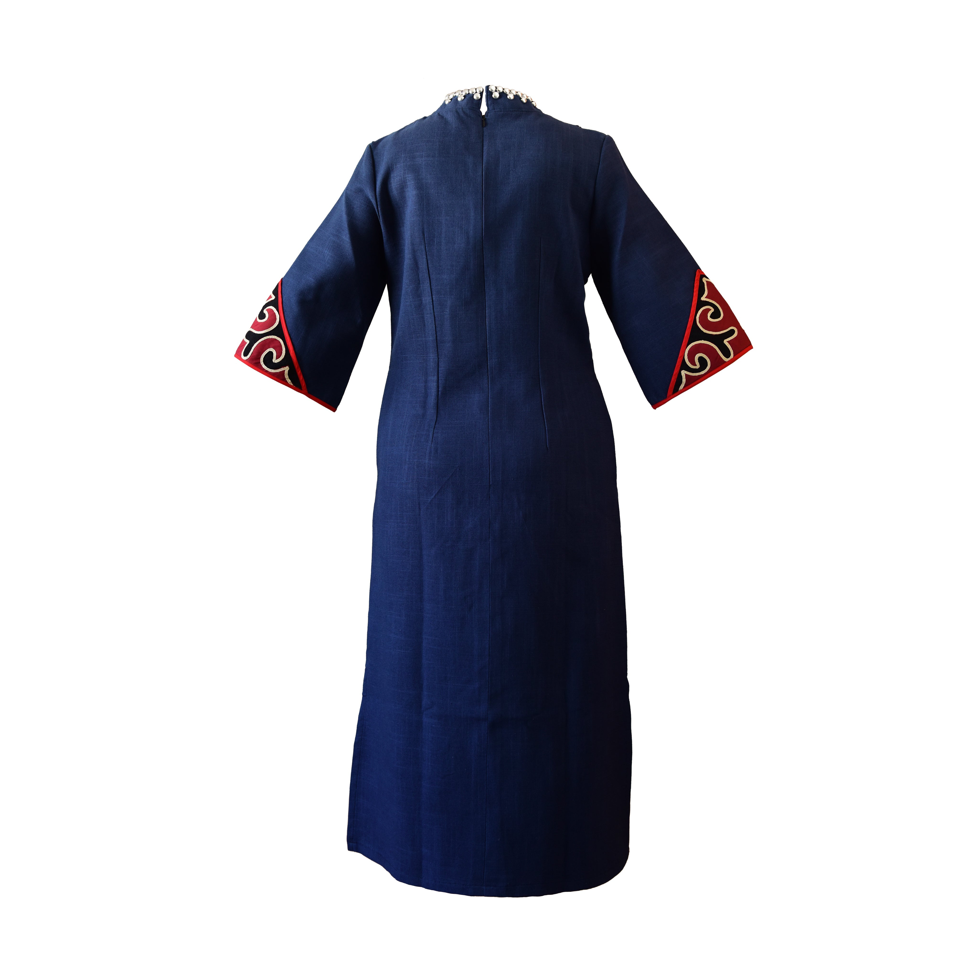 Handcrafted Iu Mien Batik Diamond Dress - Navy Blue from Chiang Mai Thailand - Lalanna Design