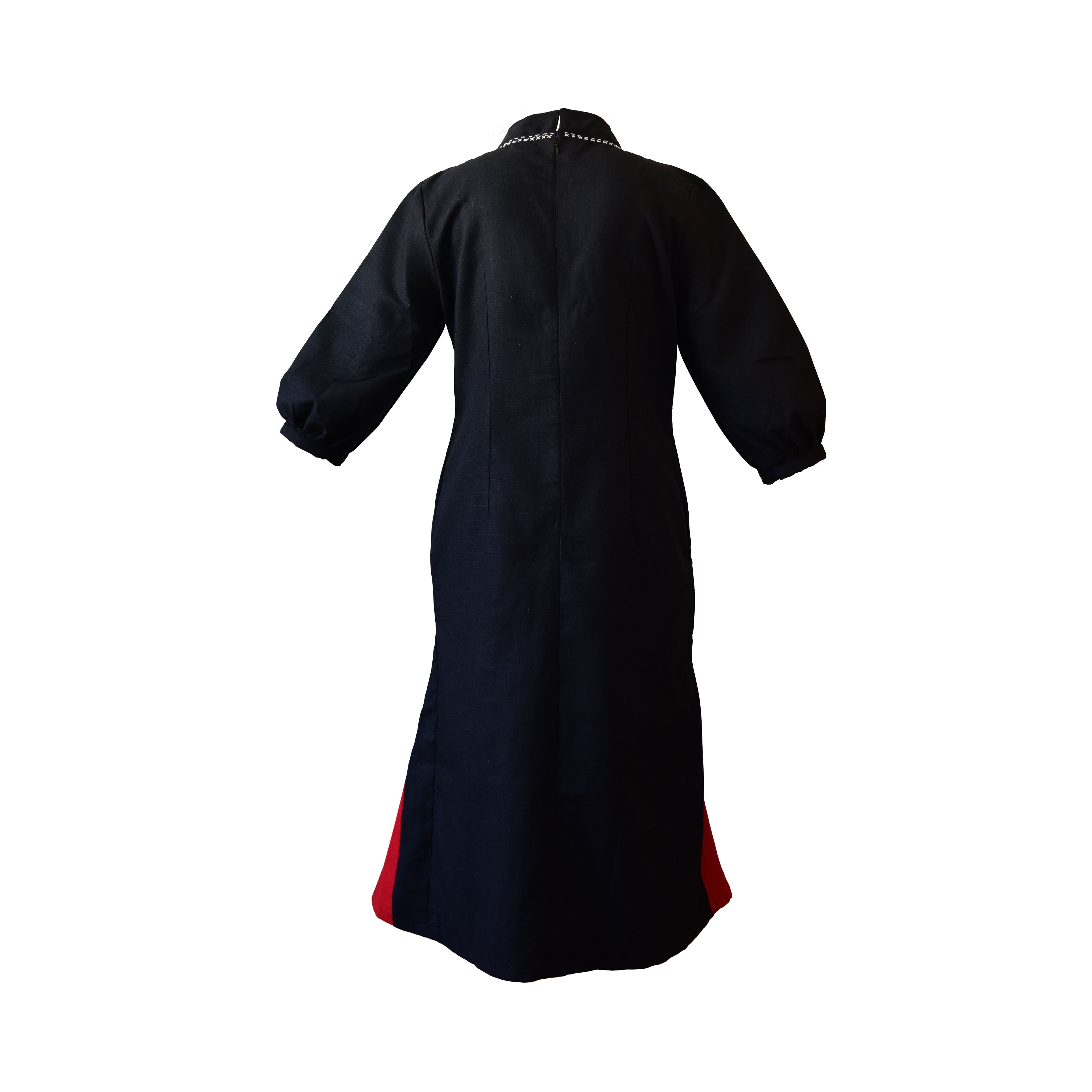 Handcrafted Iu Mien Crimson Diamond Dress from Chiang Mai Thailand - Lalanna Design
