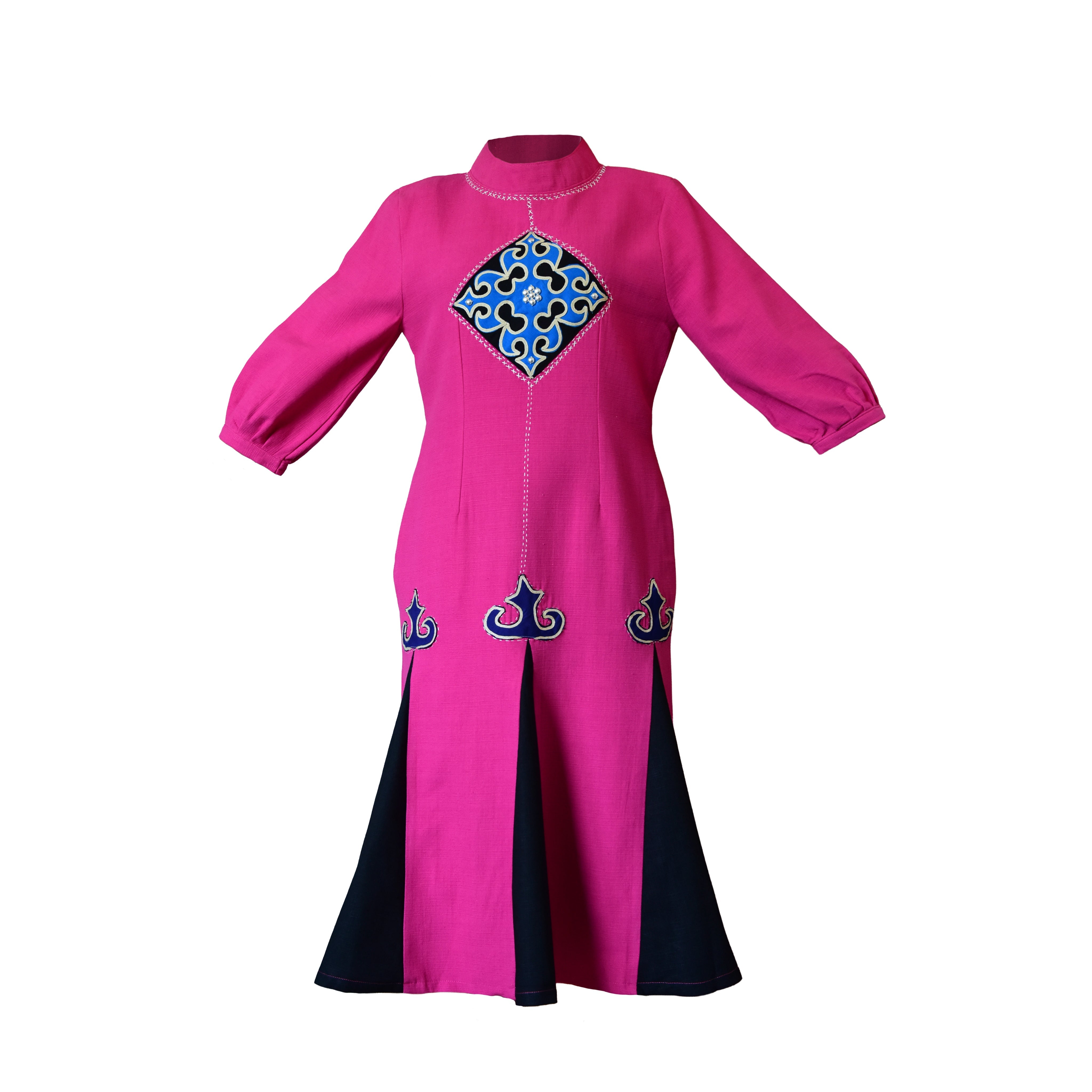Handcrafted Iu Mien Pink Diamond Dress from Chiang Rai Thailand - Lalanna Design