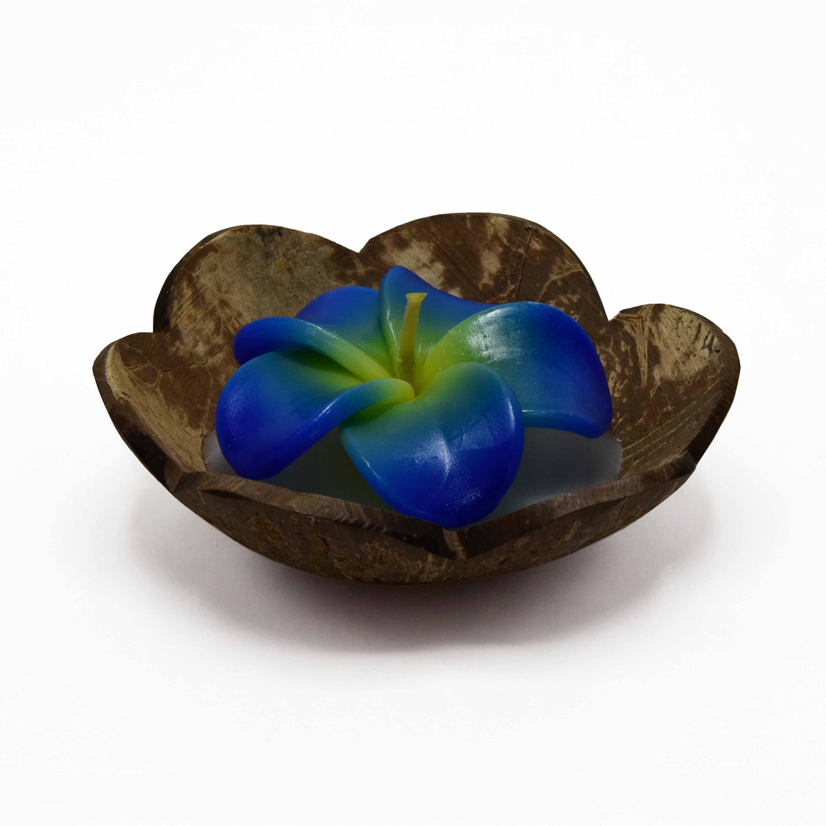 Handcrafted Lalanna Coconut Frangipani Scented Flower Candle Blue from Chiang Mai Thailand - Lalanna Design