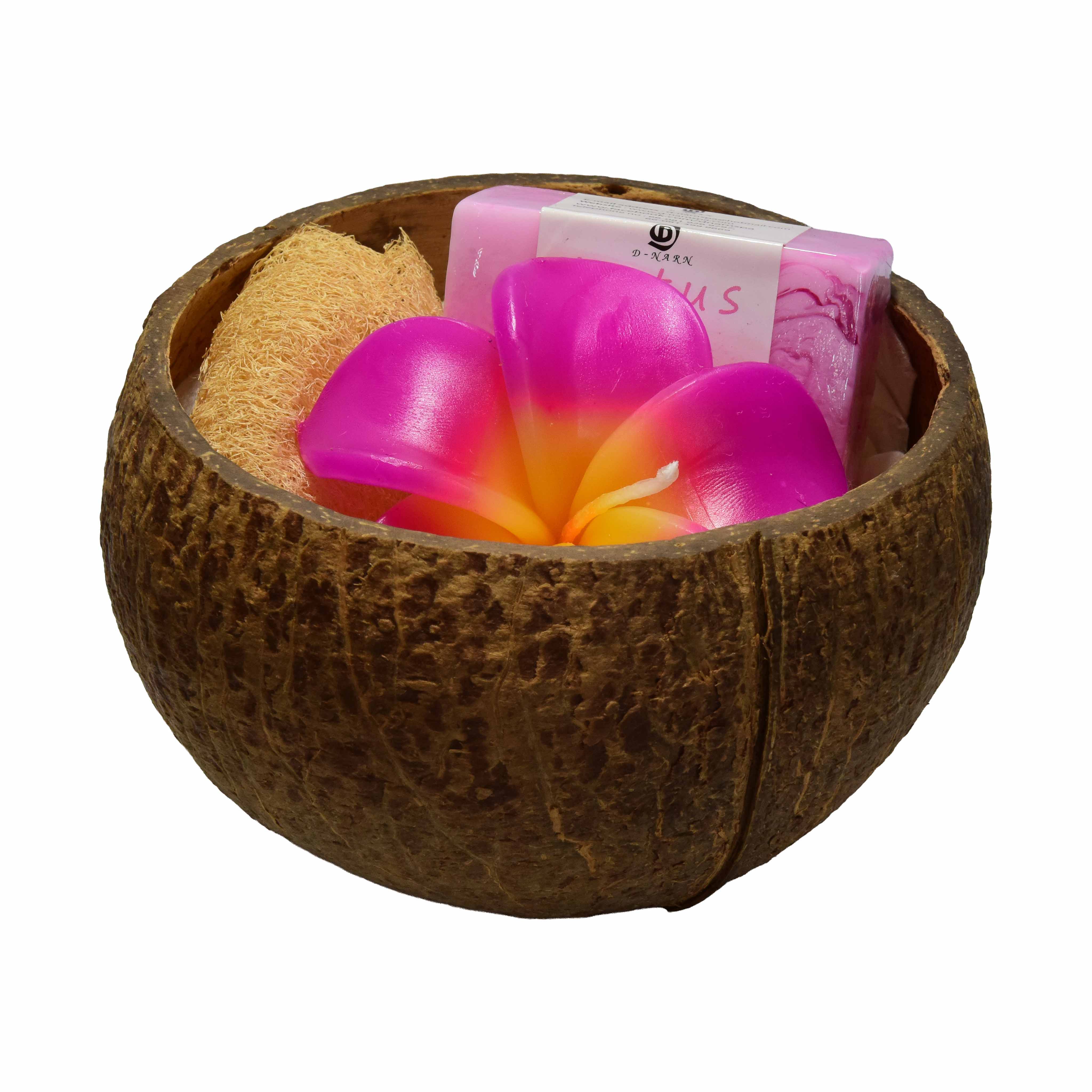 Handcrafted Lalanna Coconut Lotus-Scented Soap - Spa Set from Chiang Rai Thailand - Lalanna Design