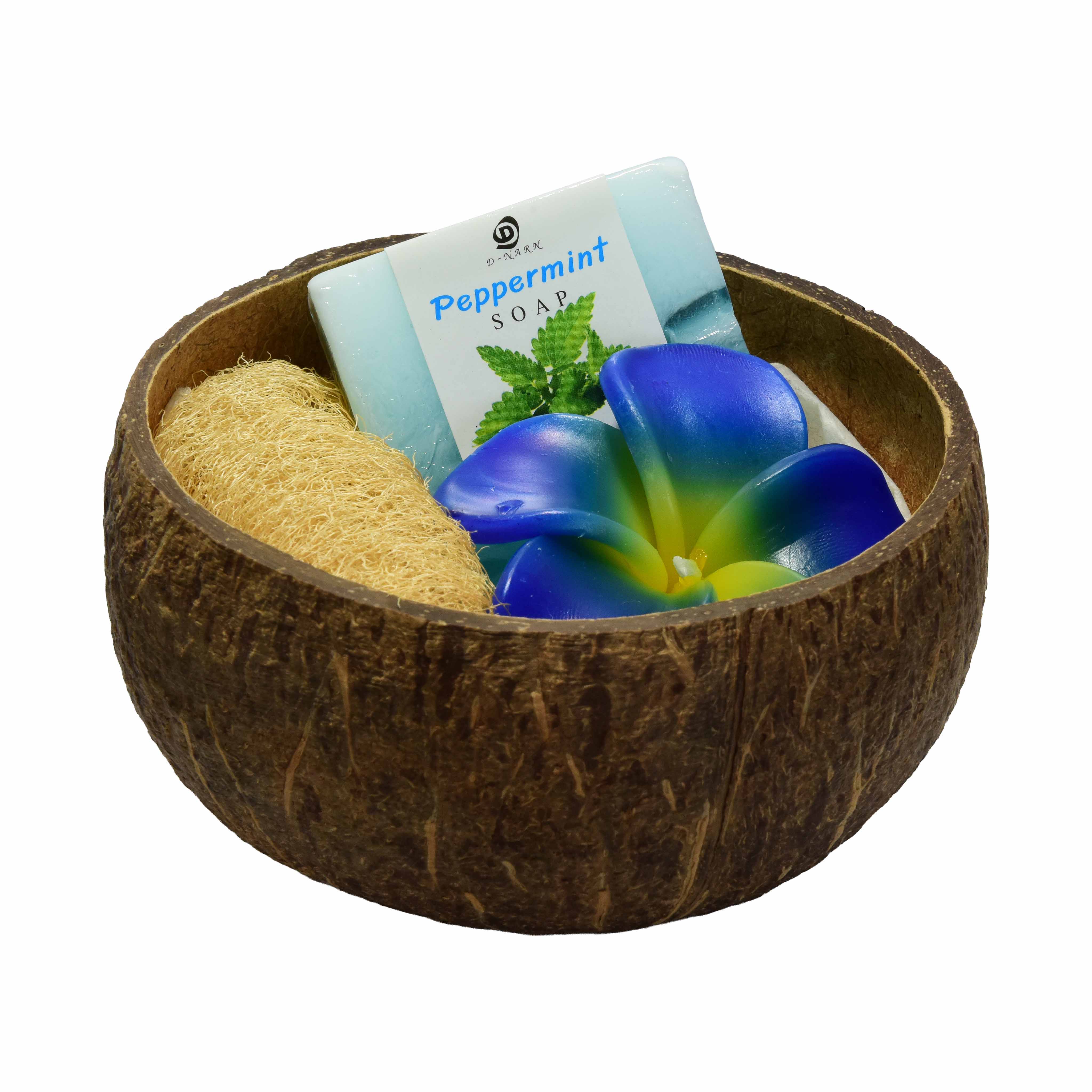 Handcrafted Lalanna Coconut Peppermint-Scented Soap - Spa Set from Chiang Rai Thailand - Lalanna Design