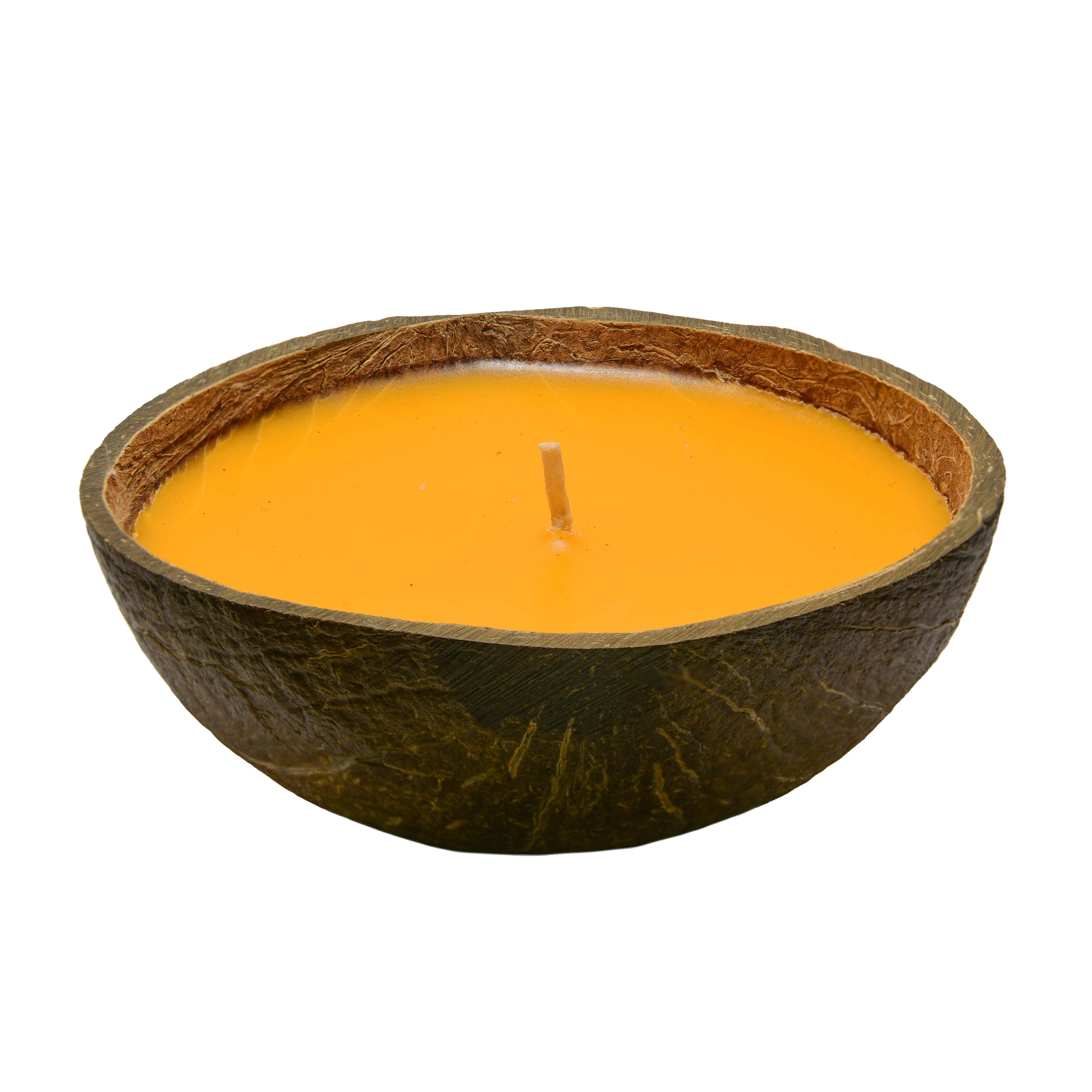 Handcrafted Lalanna Orange Scented Candle in Coconut Shell from Chiang Rai Thailand - Lalanna Design