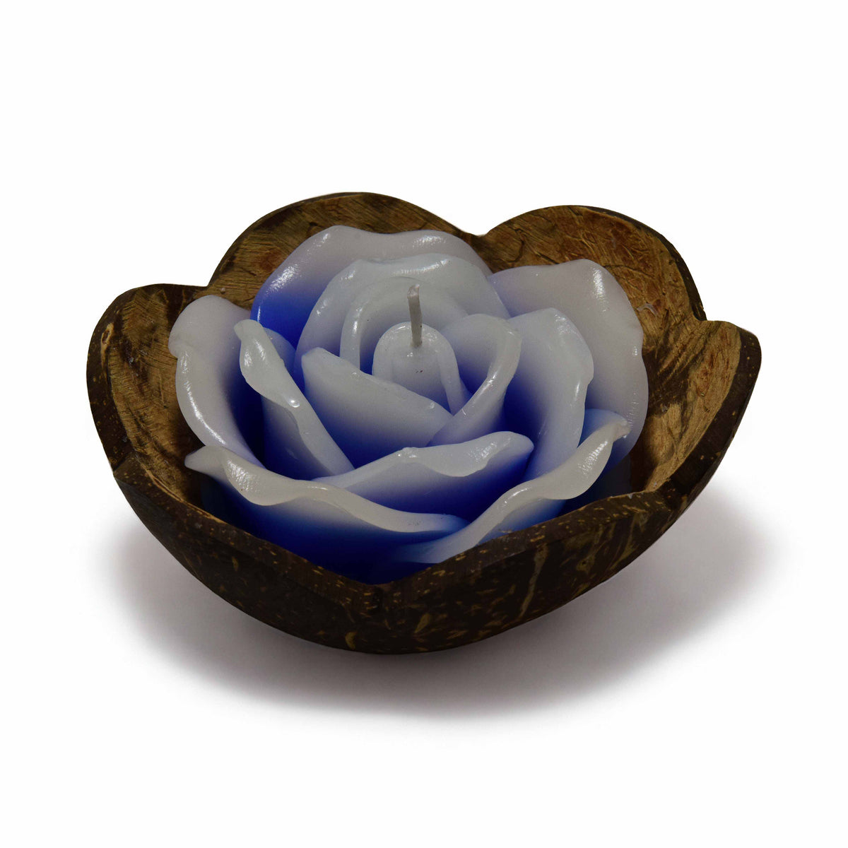 Handcrafted Lalanna Rose Coconut Rose-Scented Candle Blue from Chiang Mai Thailand - Lalanna Design