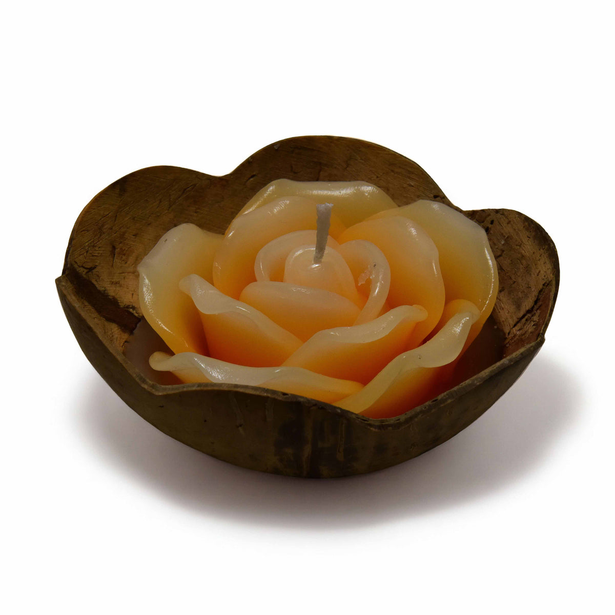 Handcrafted Lalanna Rose Coconut Rose-Scented Candle Orange from Chiang Mai Thailand - Lalanna Design