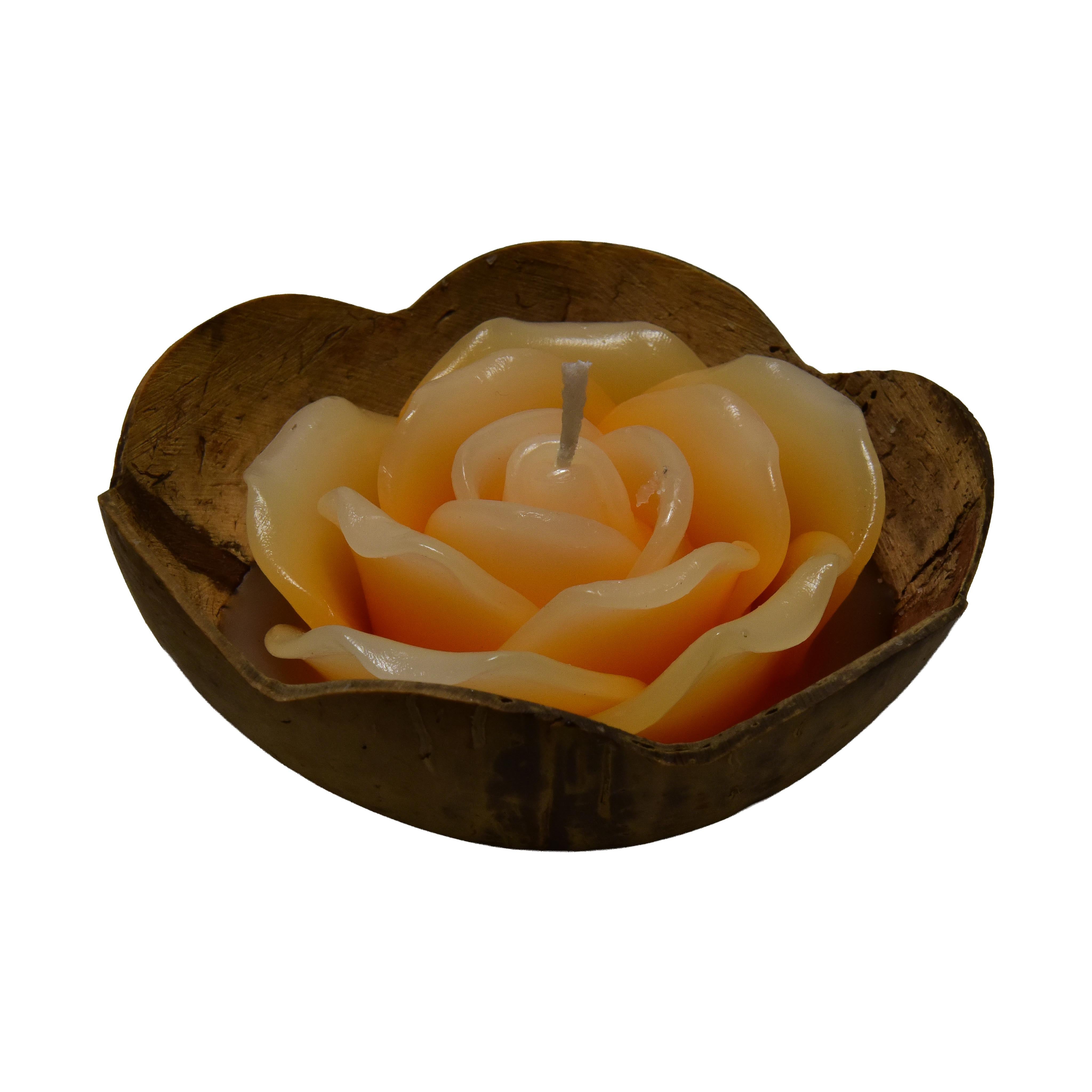 Handcrafted Lalanna Rose Coconut Rose-Scented Candle Orange from Chiang Rai Thailand - Lalanna Design