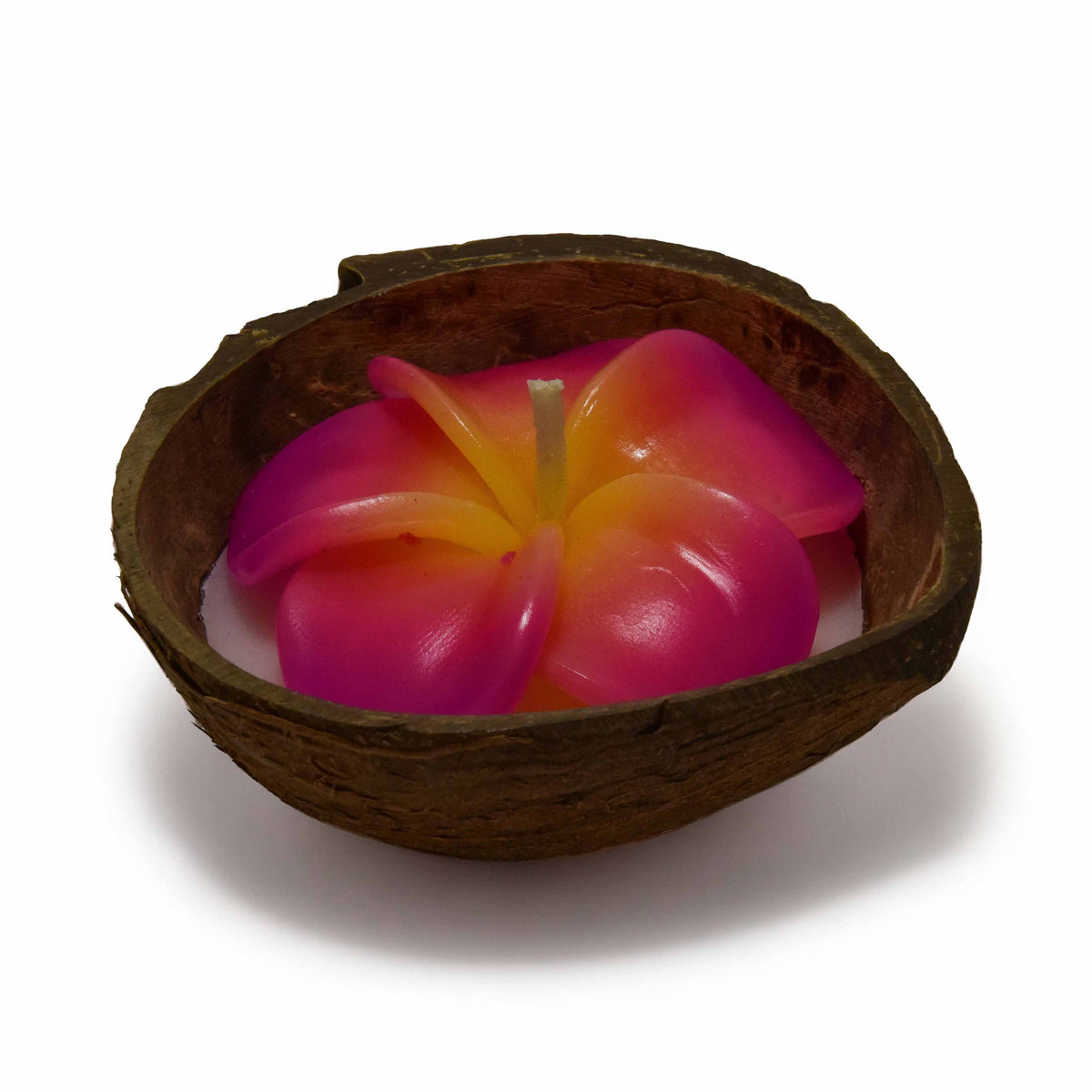 Handcrafted Lalanna Small Coconut Frangipani-Scented Flower Candle Red from Chiang Mai Thailand - Lalanna Design