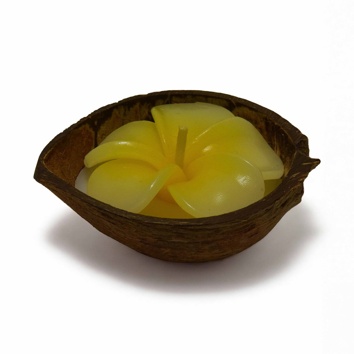 Handcrafted Lalanna Small Coconut Frangipani-Scented Flower Candle Yellow from Chiang Mai Thailand - Lalanna Design