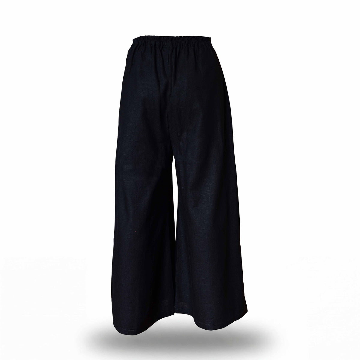 Handcrafted Lanna Hemp Wide-Leg Trousers - Black from Chiang Mai Thailand - Lalanna Design