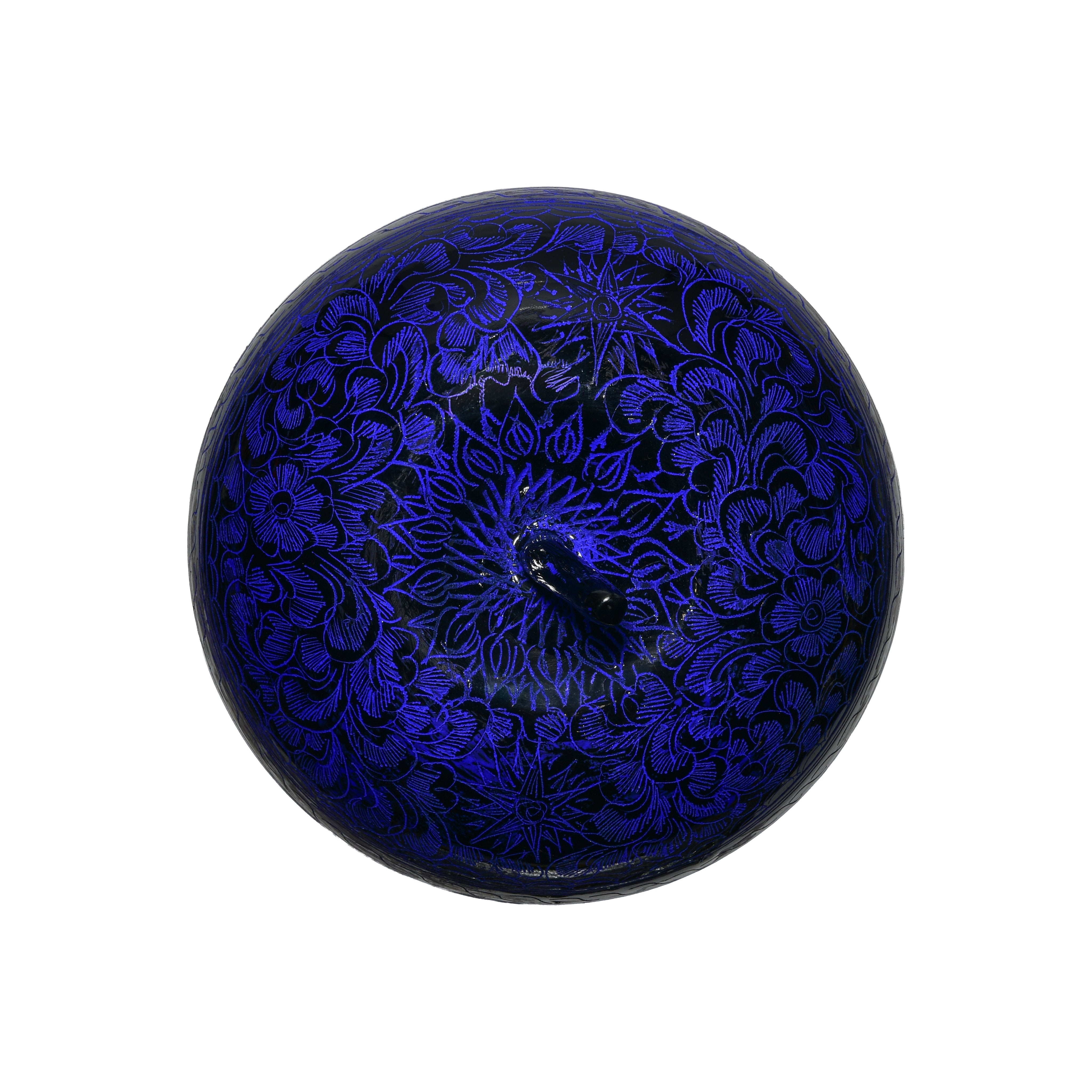 Handcrafted Lanna Lacquerware Blue Apple Shaped Box – Thai Handcrafted Decor from Chiang Mai Thailand - Lalanna Design