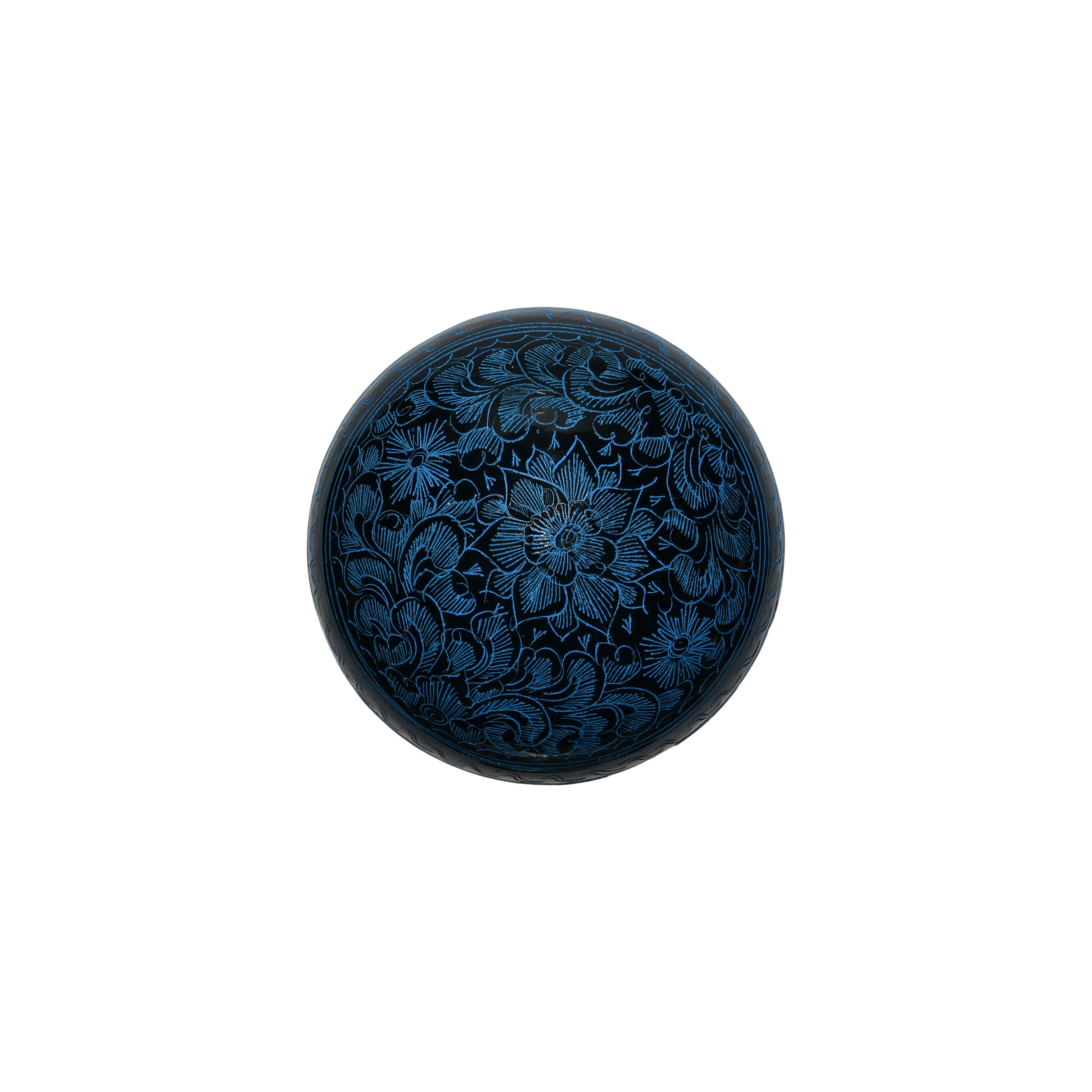 Handcrafted Lanna Lacquerware Blue Decorative Box – Handcrafted Thai Storage from Chiang Mai Thailand - Lalanna Design