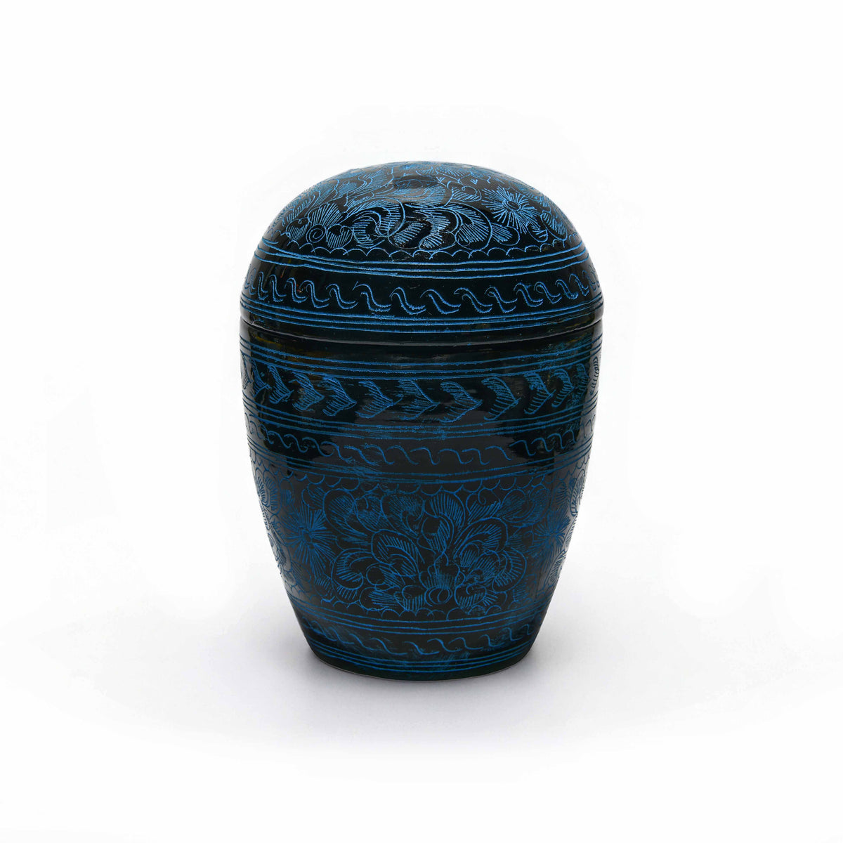 Handcrafted Lanna Lacquerware Blue Decorative Box – Handcrafted Thai Storage from Chiang Mai Thailand - Lalanna Design