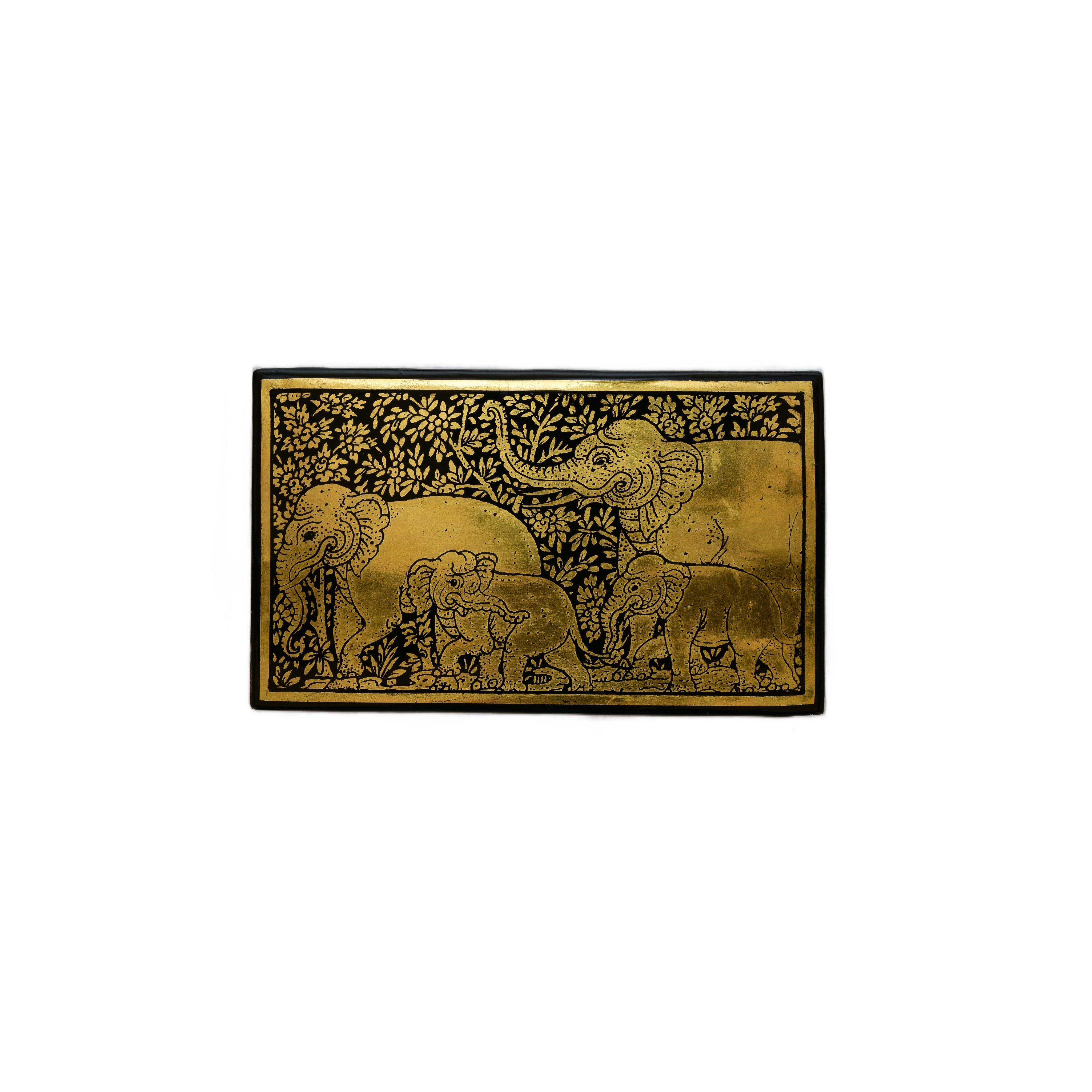 Handcrafted Lanna Lacquerware Elephants Motif Box from Chiang Mai Thailand - Lalanna Design