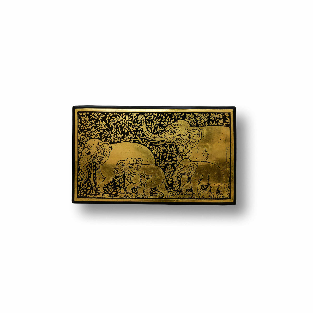 Handcrafted Lanna Lacquerware Elephants Motif Box from Chiang Mai Thailand - Lalanna Design