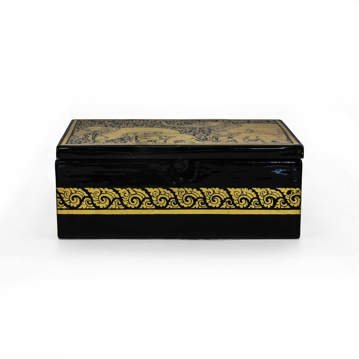 Handcrafted Lanna Lacquerware Elephants Motif Box from Chiang Mai Thailand - Lalanna Design